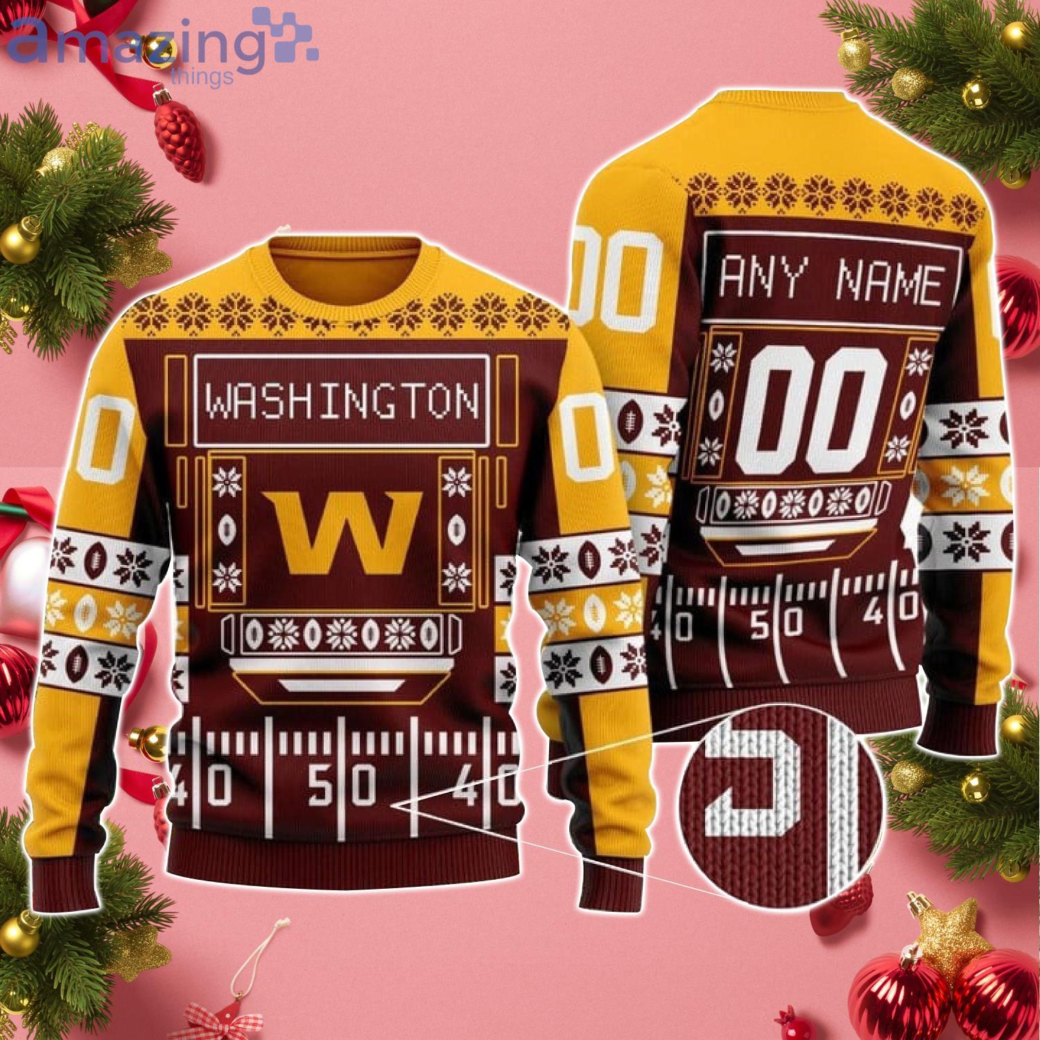 Custom Name And Number Washington NFL Ugly Christmas Sweater Product Photo 1