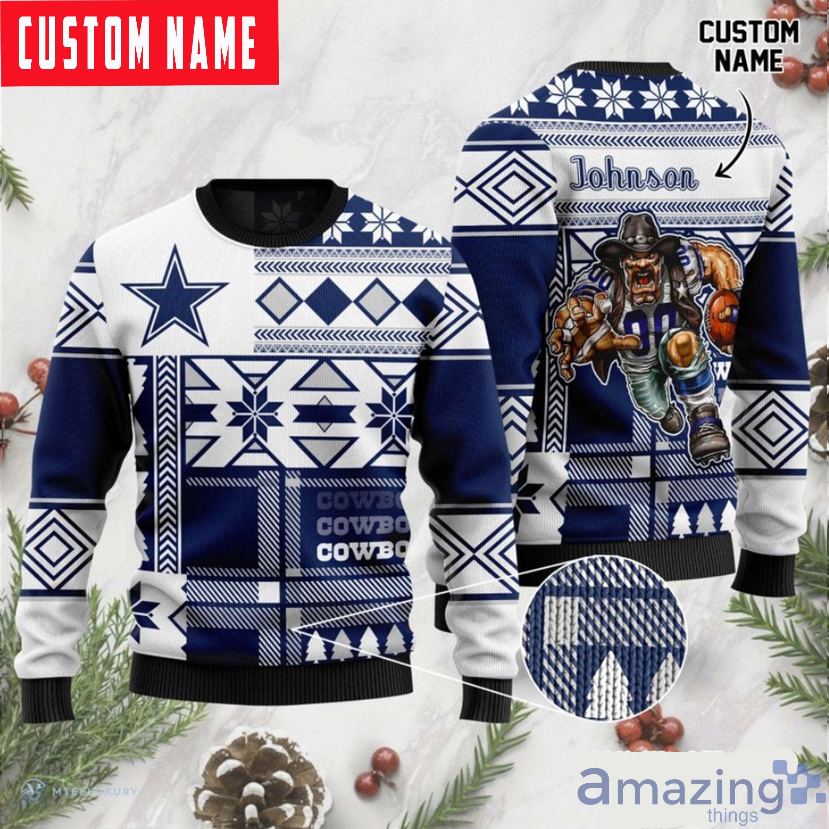 Custom Name NFL Cowboys Ugly Christmas Sweater Product Photo 1