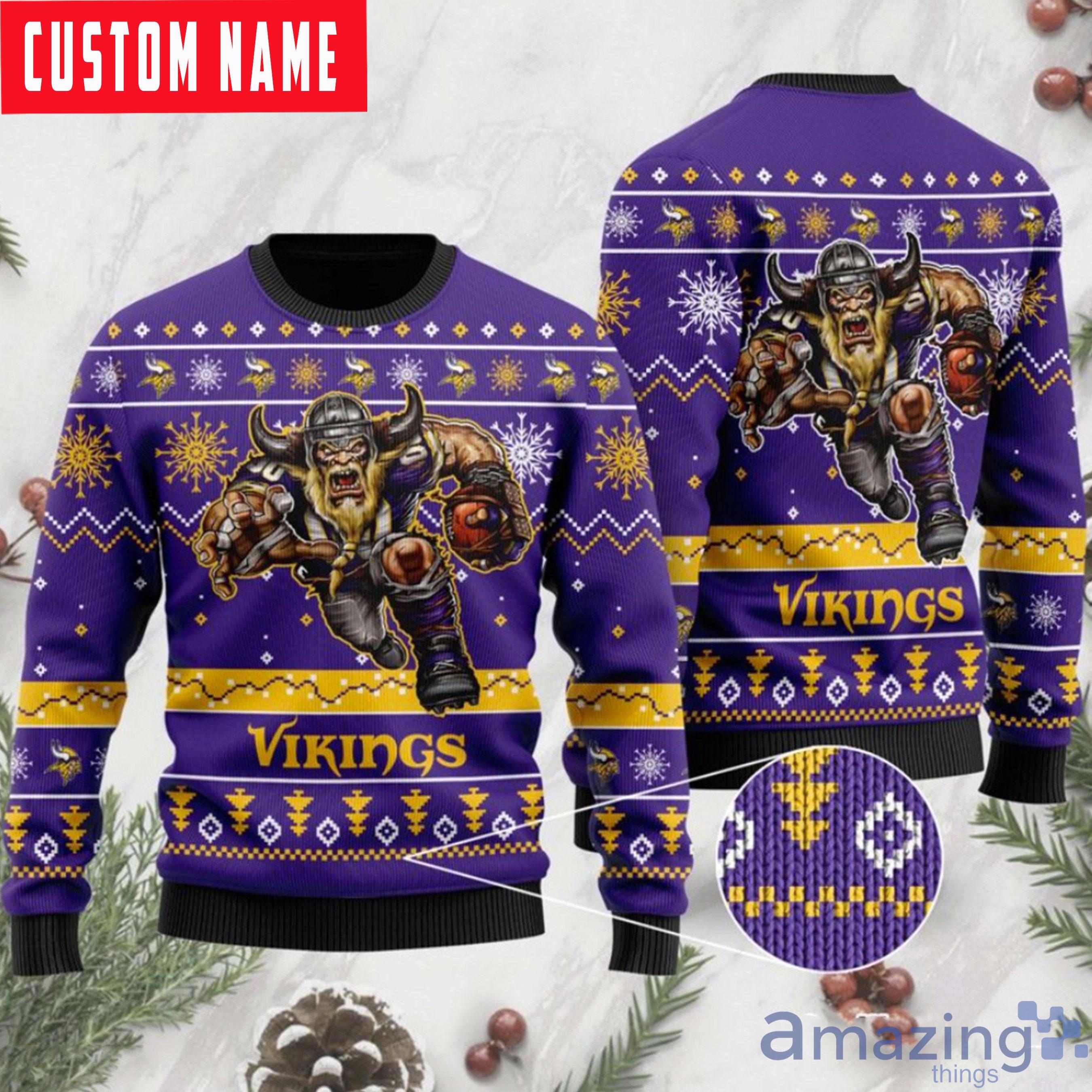 Personalized NFL Minnesota Vikings 3D Gift For Fan 1 768x768 Ugly Xmas Wool  Knitted Sweater