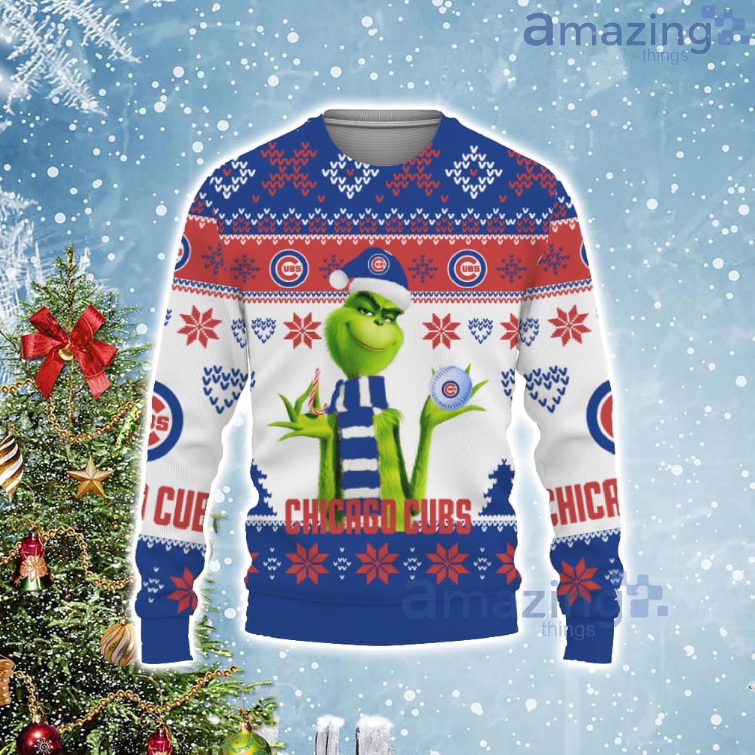 Cute Grinch American Baseball Chicago Cubs Ugly Christmas Sweater