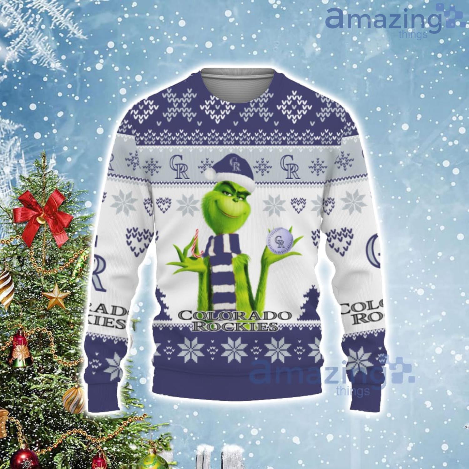 Cute Grinch American Baseball Colorado Rockies Ugly Christmas Sweater Product Photo 1