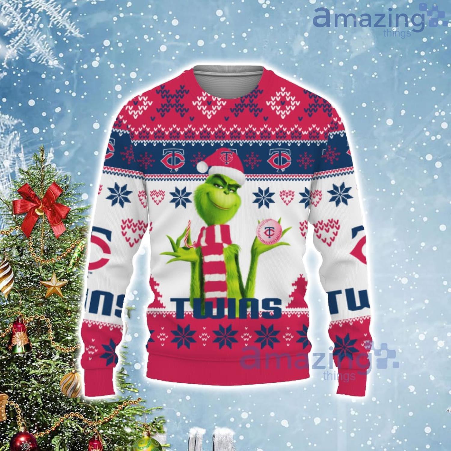 Cute Grinch American Baseball Minnesota Twins Ugly Christmas Sweater Product Photo 1