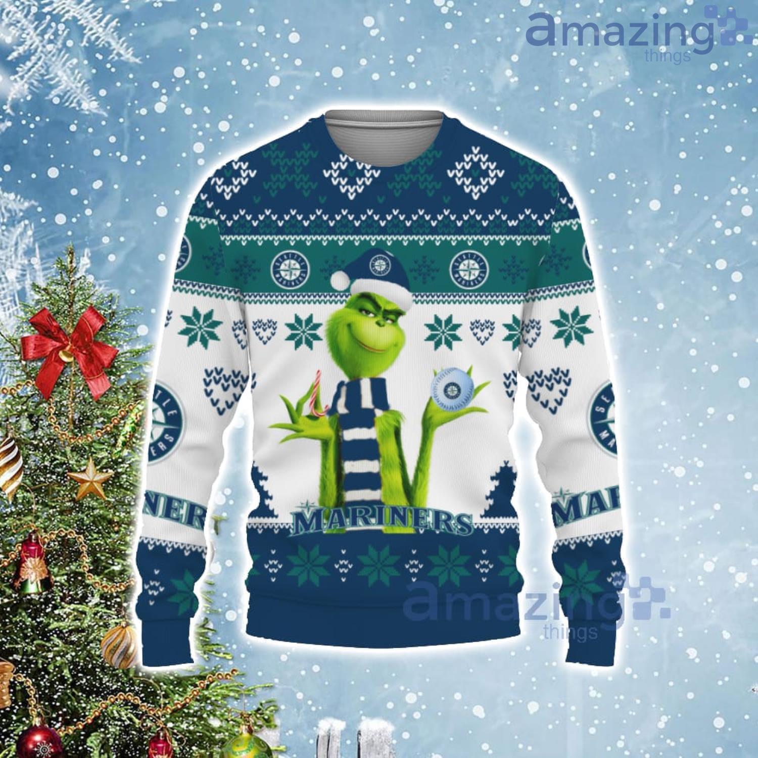 Cute Grinch American Baseball Seattle Mariners Ugly Christmas Sweater Product Photo 1