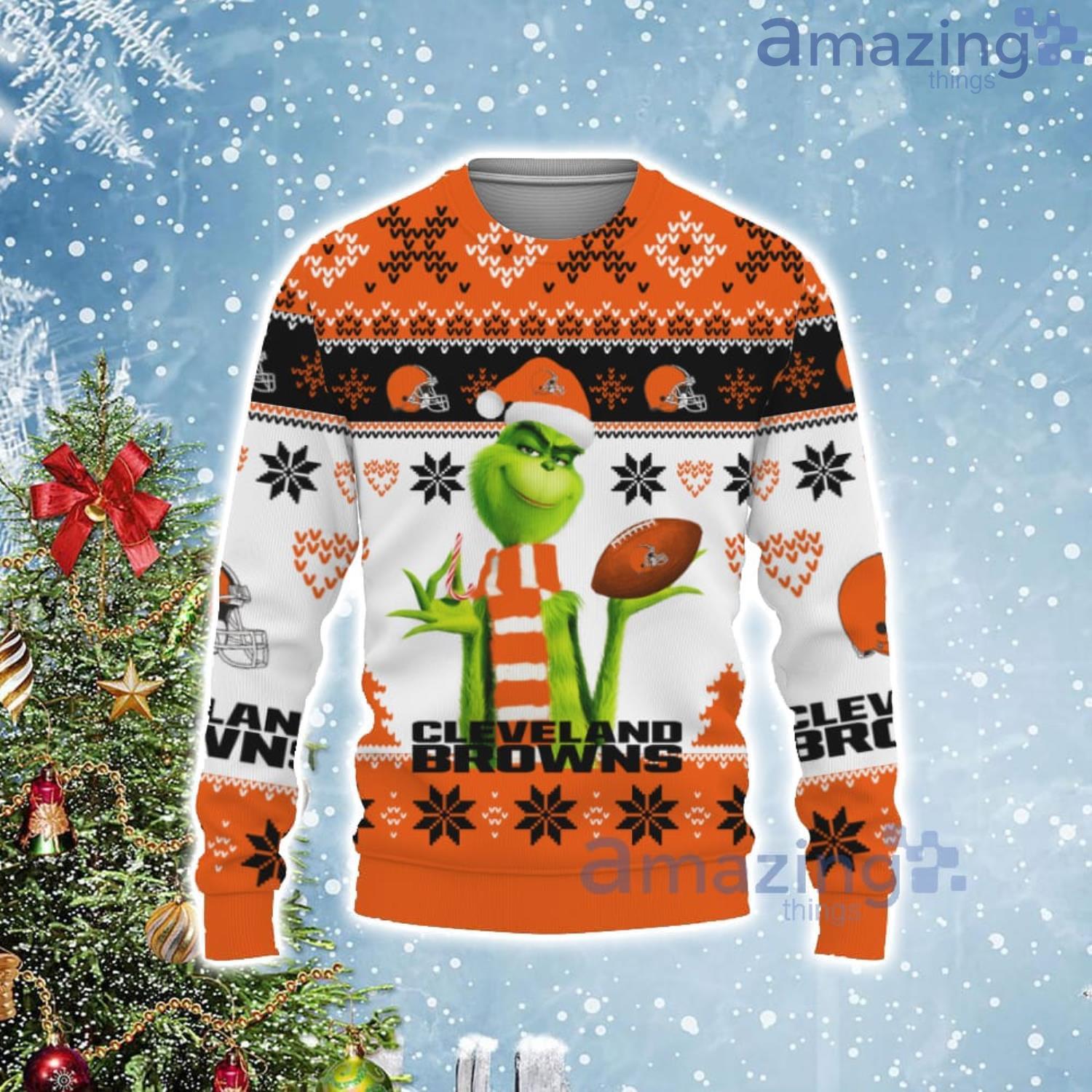 Cute Grinch American Football Cleveland Browns Ugly Christmas Sweater -  Freedomdesign