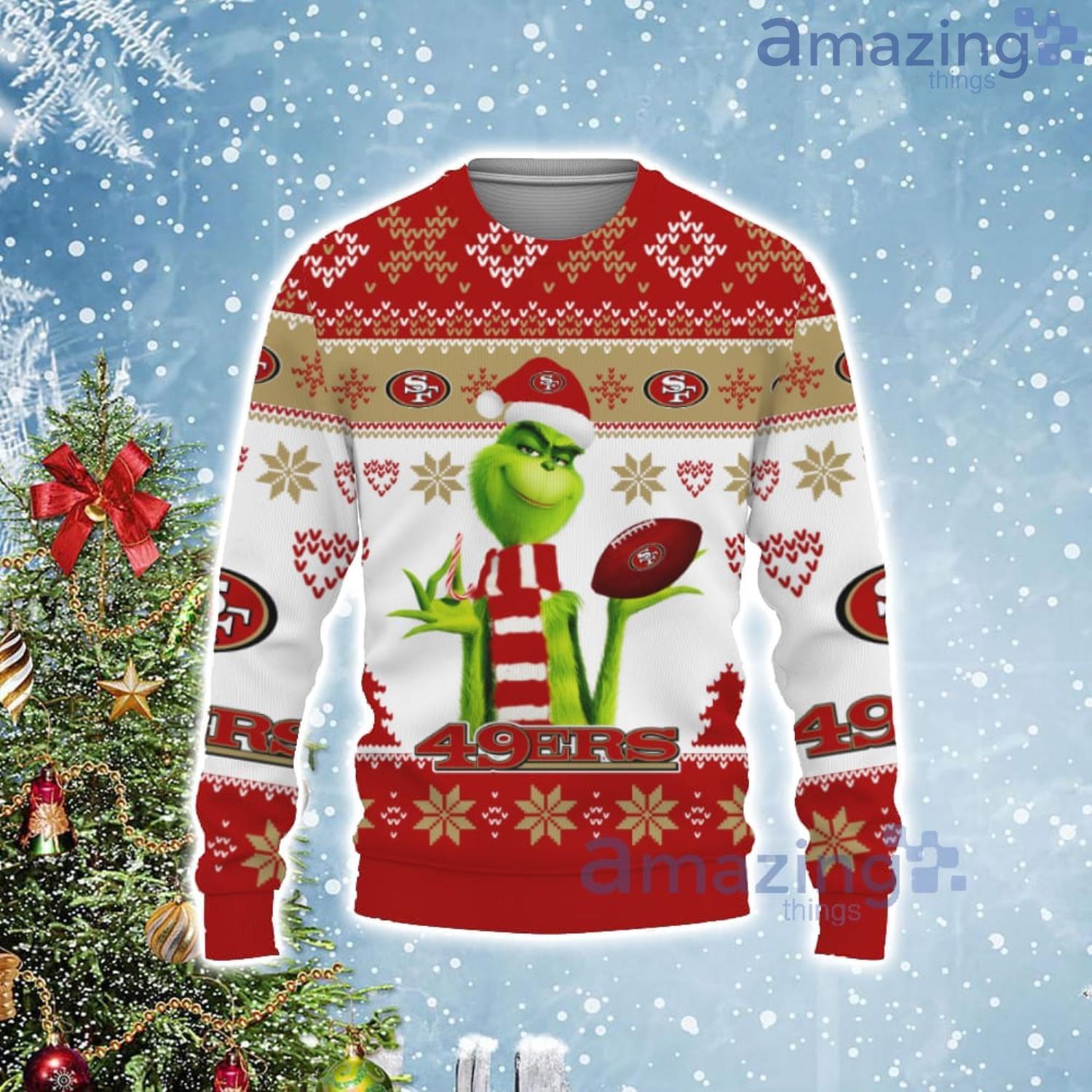 Cute Grinch American Football San Francisco 49ers Ugly Christmas Sweater Product Photo 1