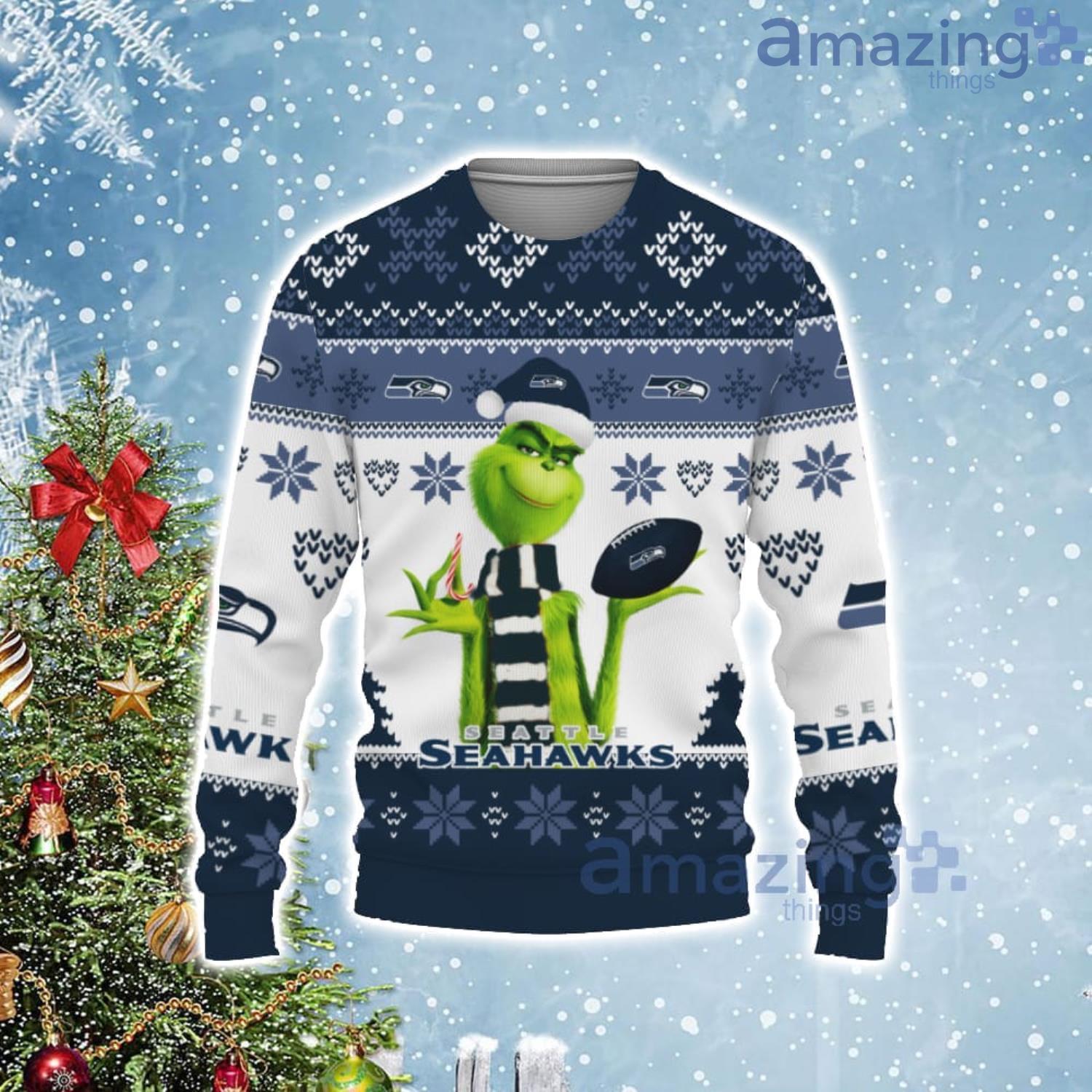 Cute Grinch American Football Seattle Seahawks Ugly Christmas Sweater