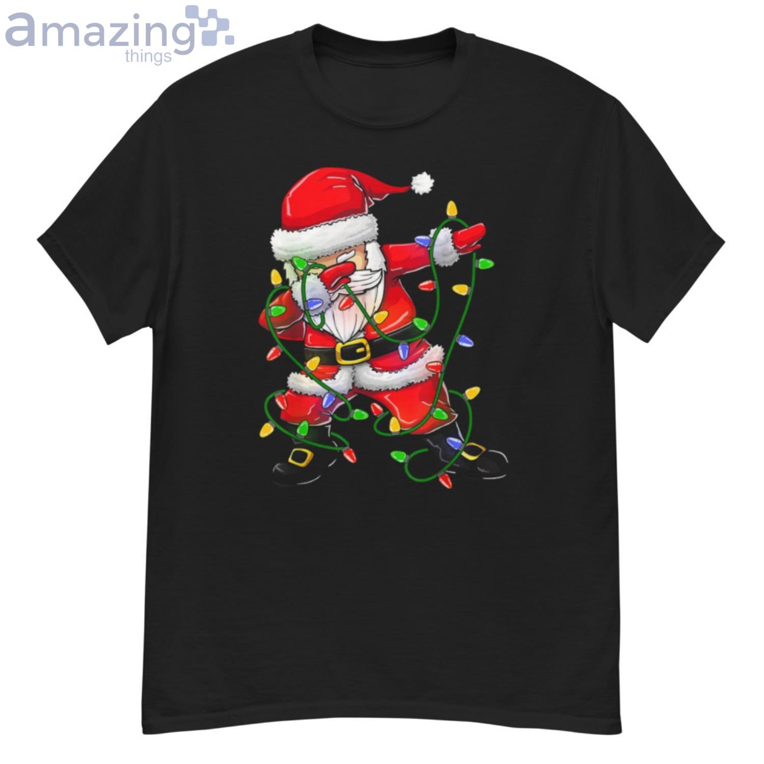 Dabbing Santa Shirt For Boys Girls Christmas Tree Lights Shirt Product Photo 1