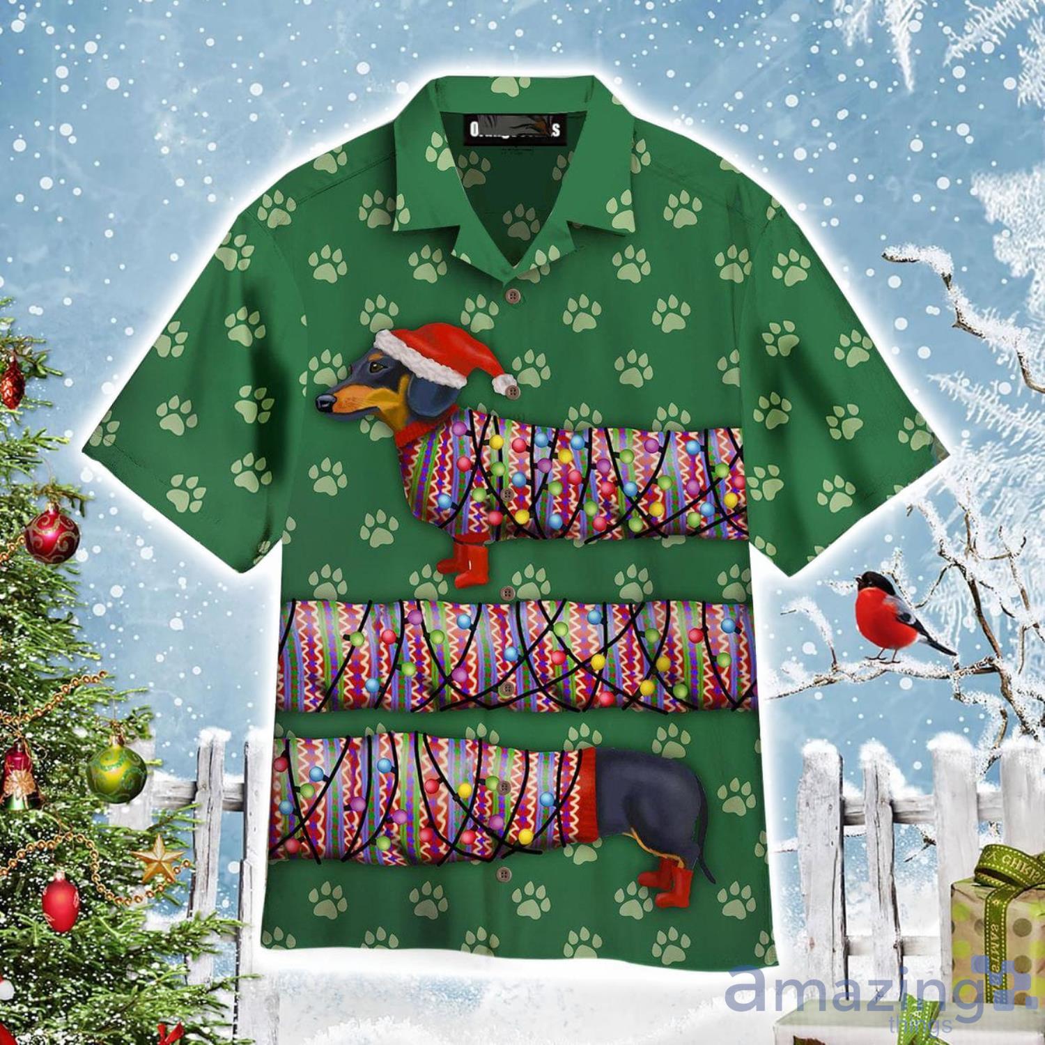 Dachshund Christmas Funny Aloha Cute Christmas Gift Cute Christmas Gift Hawaiian Shirt Product Photo 1