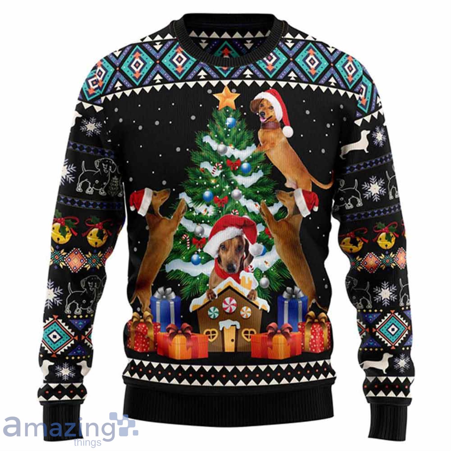 Dachshund Group Christmas Tree Dachshund Ugly Christmas Sweater Product Photo 1 Dachshund Group Christmas Tree Dachshund Ugly Christmas Sweater Product Photo 1