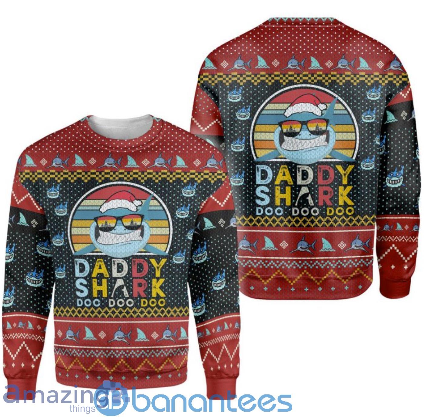 Daddy Shark Doo Doo Doo Merry Christmas All Over Print Ugly Sweater Product Photo 1