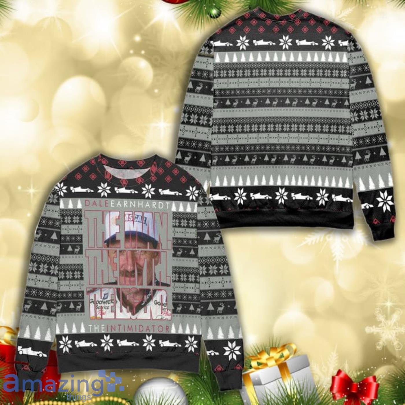 Dale Earnhardt The Man The Myth The Legend All Over Print 3D Ugly Christmas Sweater Product Photo 1