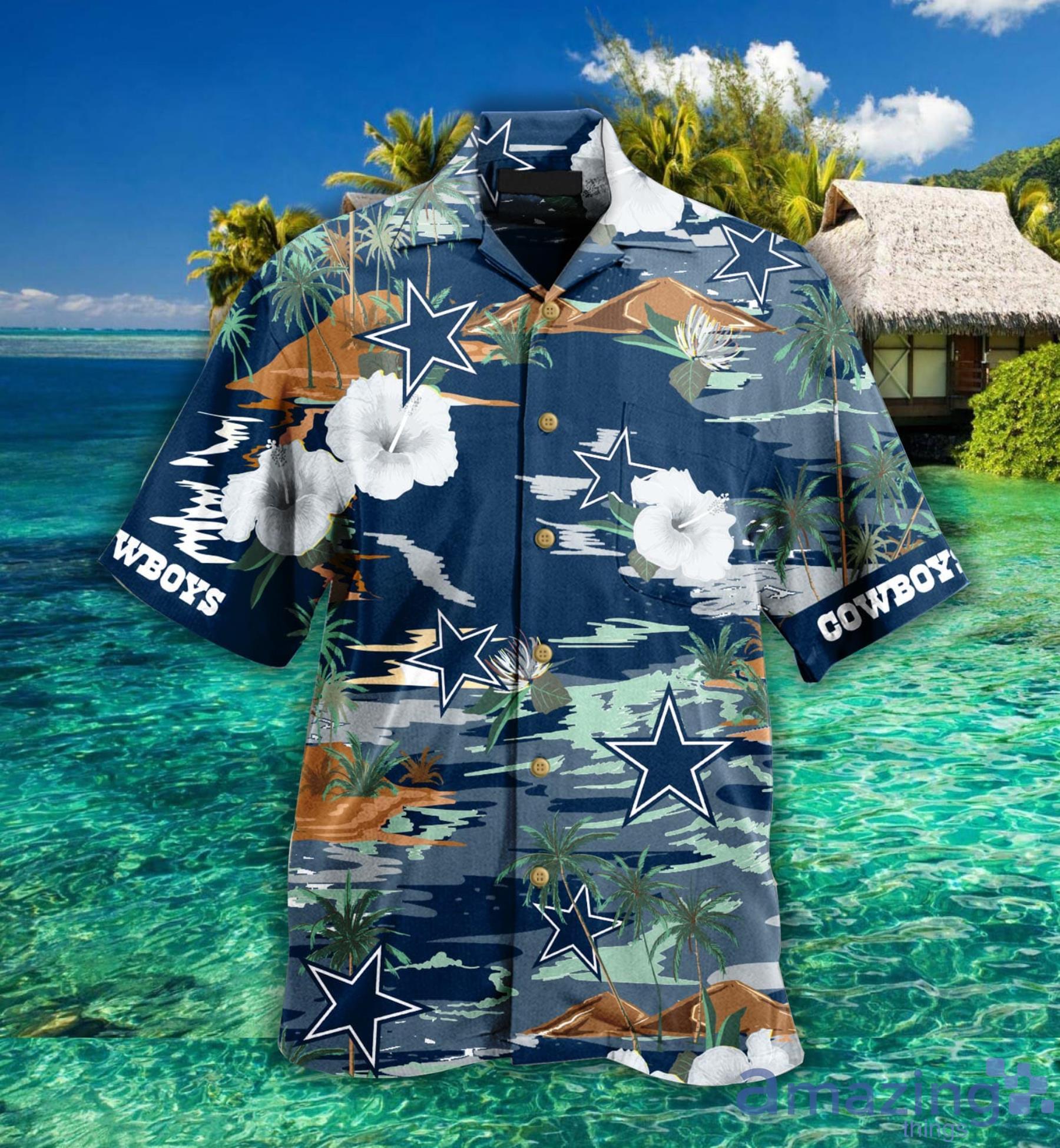 Dallas Cowboy Sea Palm Flower Hawaiian Shirt For Fans Product Photo 1