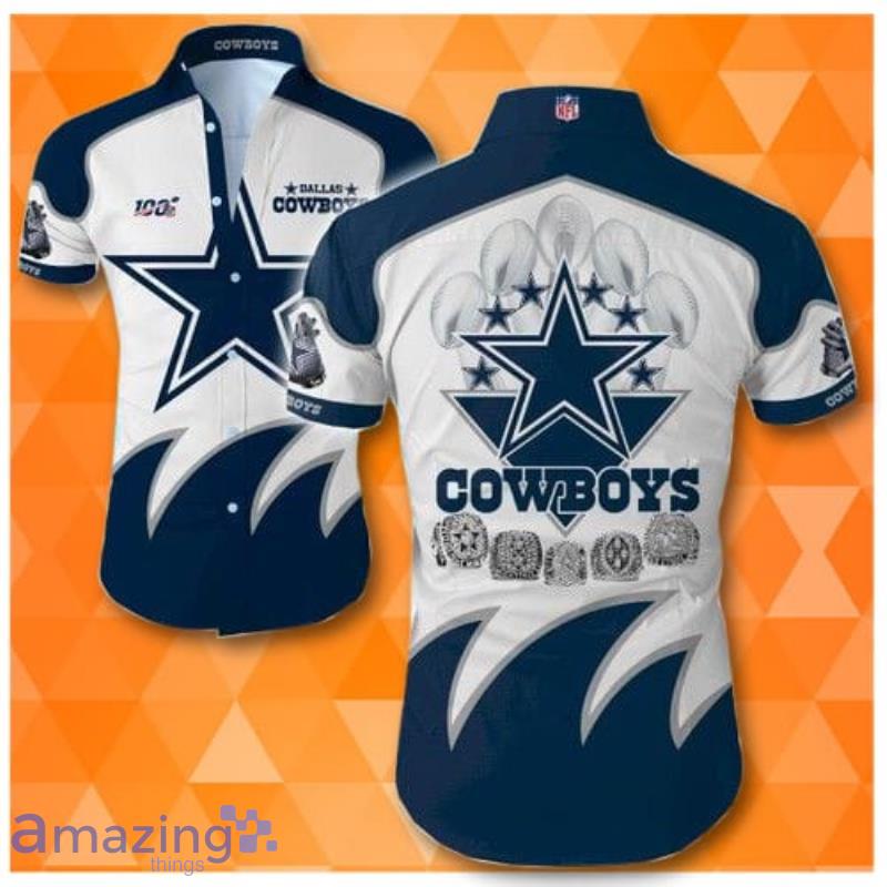 Dallas Cowboy White And Navy Aloha Hawaiian Shirt Product Photo 1