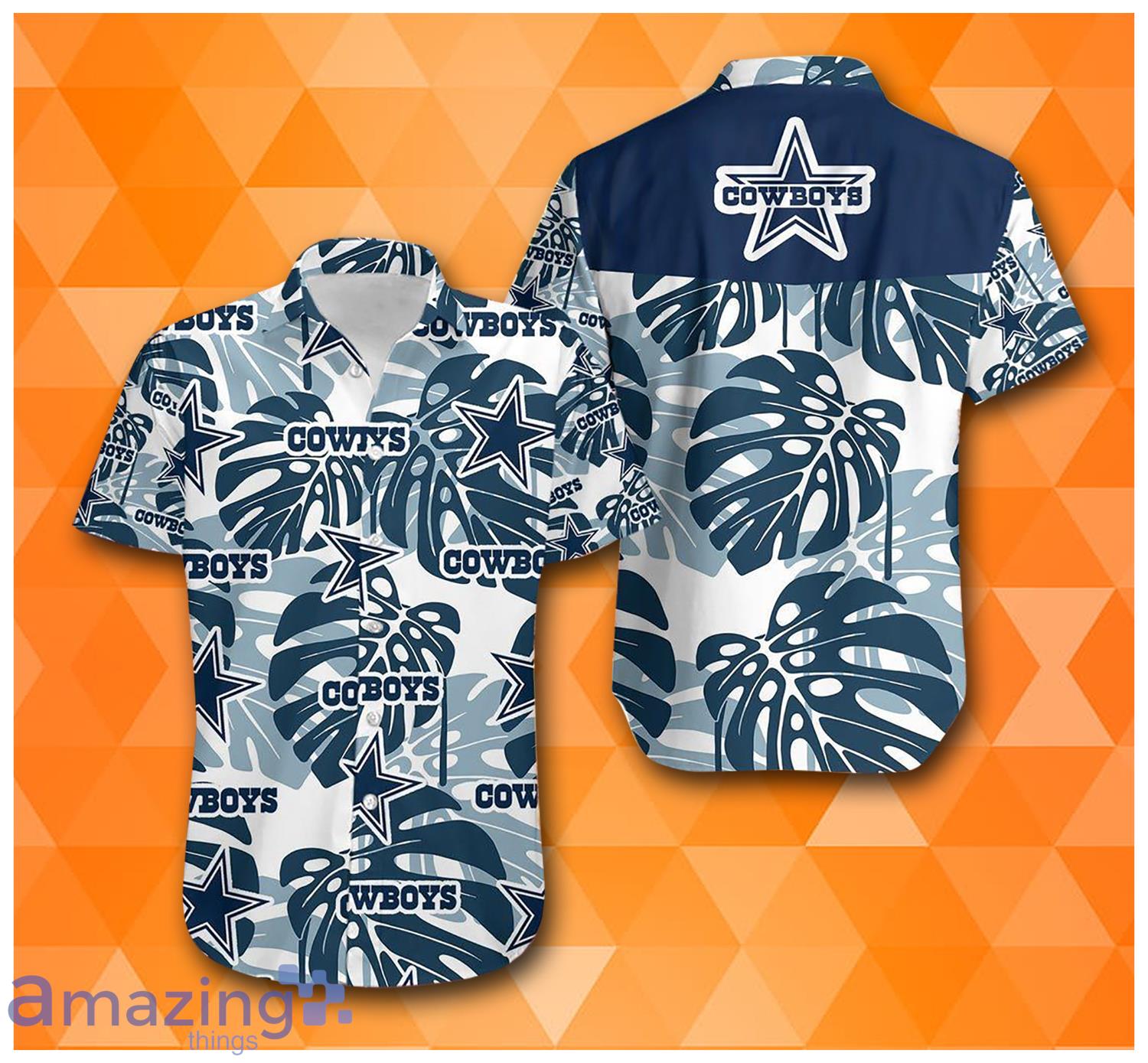Dallas Cowboys And Tropial Leaf Hawaiian Aloha Shirt Product Photo 1