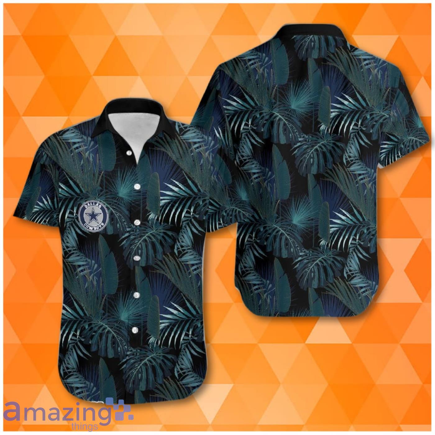 Dallas Cowboys And Tropical Leaves Pattern Aloha Shirt Product Photo 1