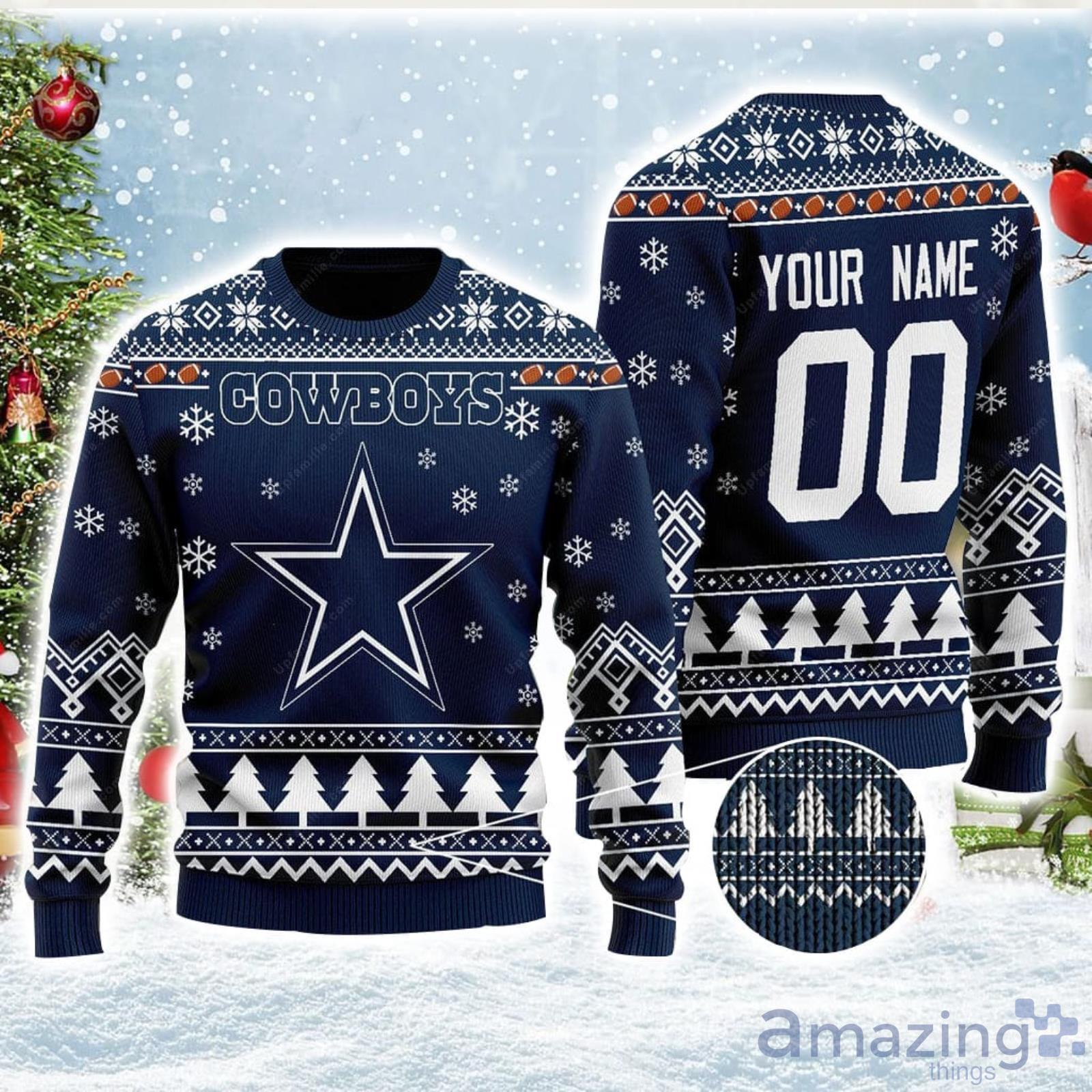 Dallas Cowboys Nfl Dallas Cowboys Personalized Name And Number Ugly Christmas Sweater Product Photo 1