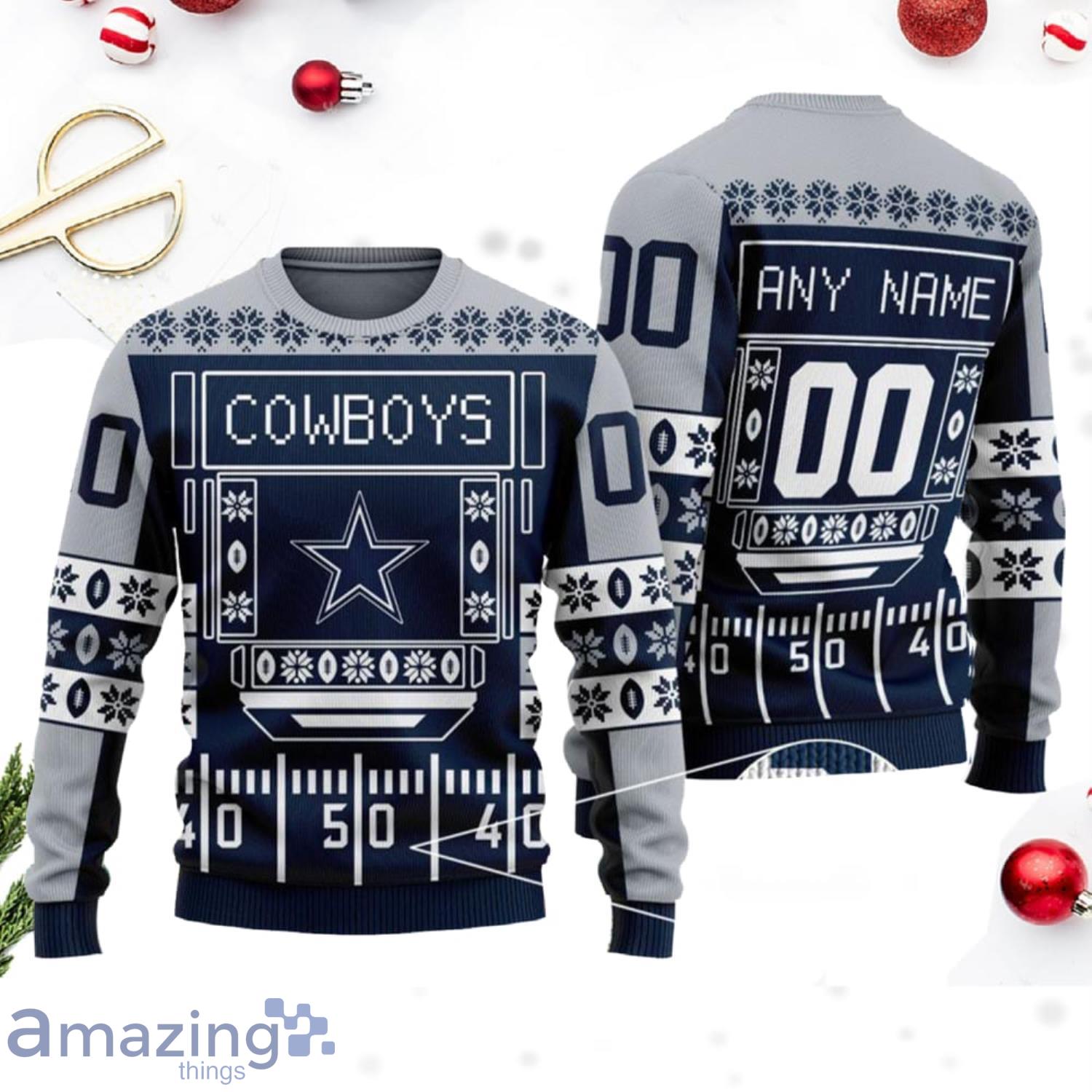 Dallas Cowboys NFL Knitting Pattern Custom Name And Number Christmas Ugly Sweater Product Photo 1