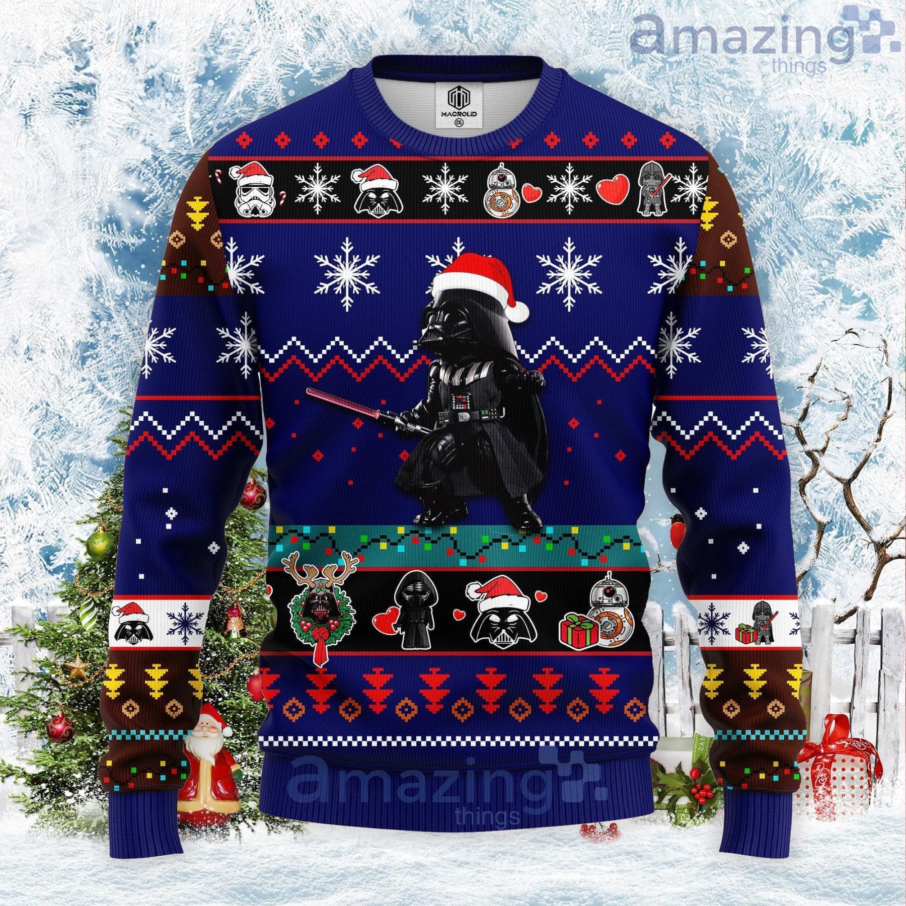 Darth Vader Blue Ugly Christmas Sweater Product Photo 1