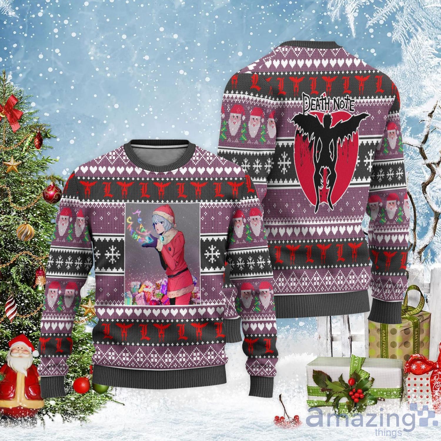 Death Note Ugly Christmas Sweater Custom Near Christmas Gift For Anime Lover Product Photo 1