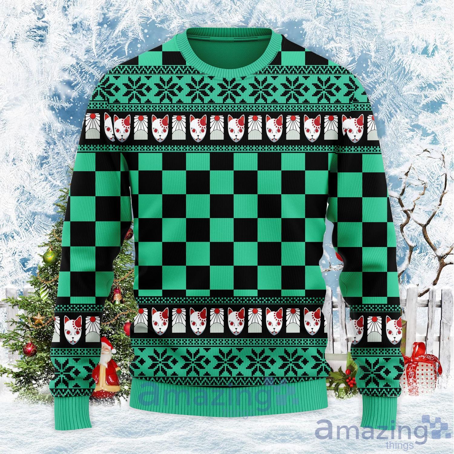 Demon Slayer Tanjro Anime Lover Christmas Gift Ugly Christmas Sweater Product Photo 1