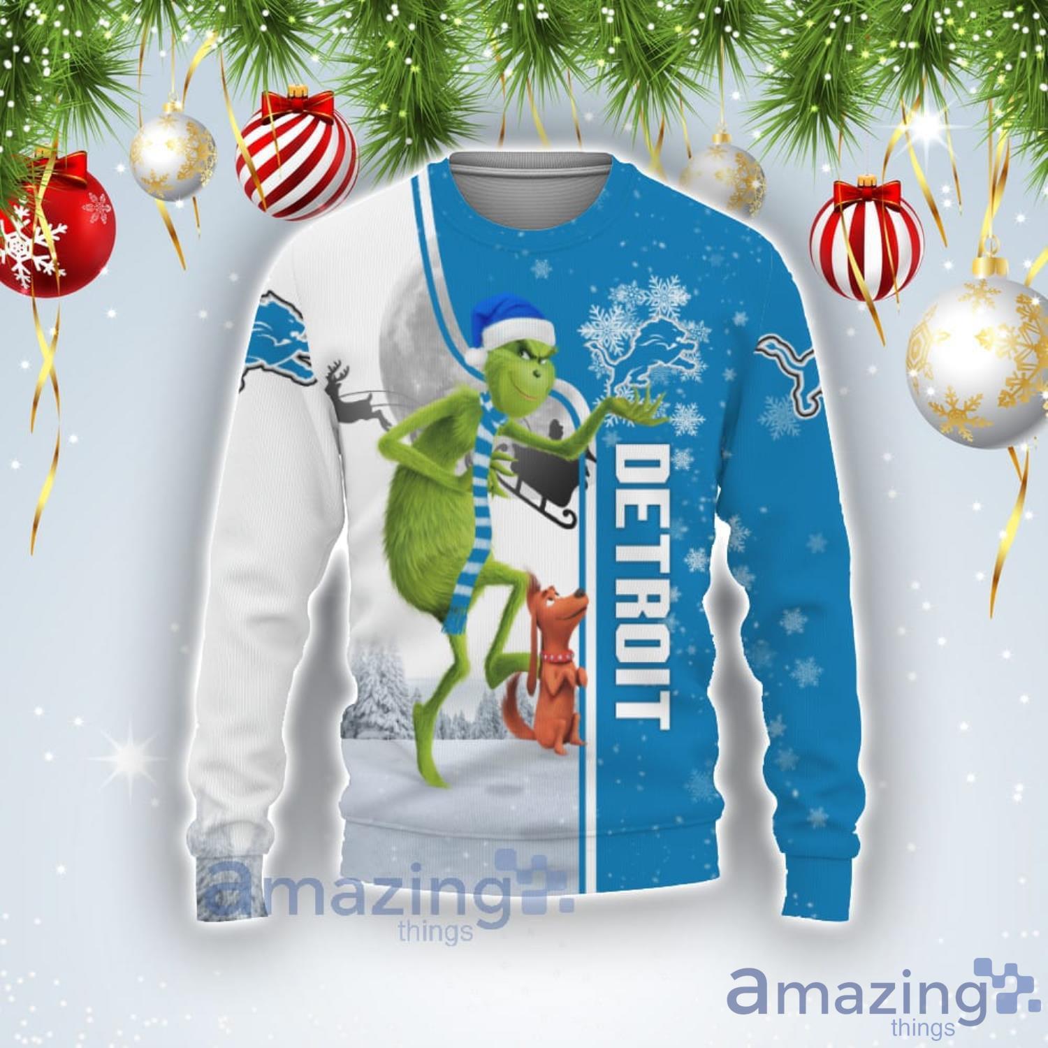Detroit Lions Funny Grinch Ugly Christmas Sweater