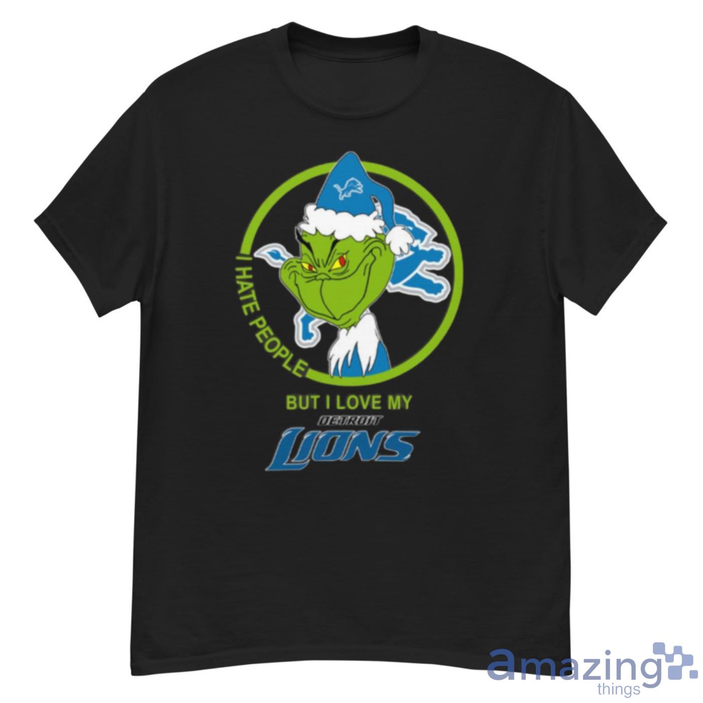 Detroit Lions NFL Christmas Grinch I Hate People But I Love My Favorite Football Team Shirt - G500 Men’s Classic T-Shirt