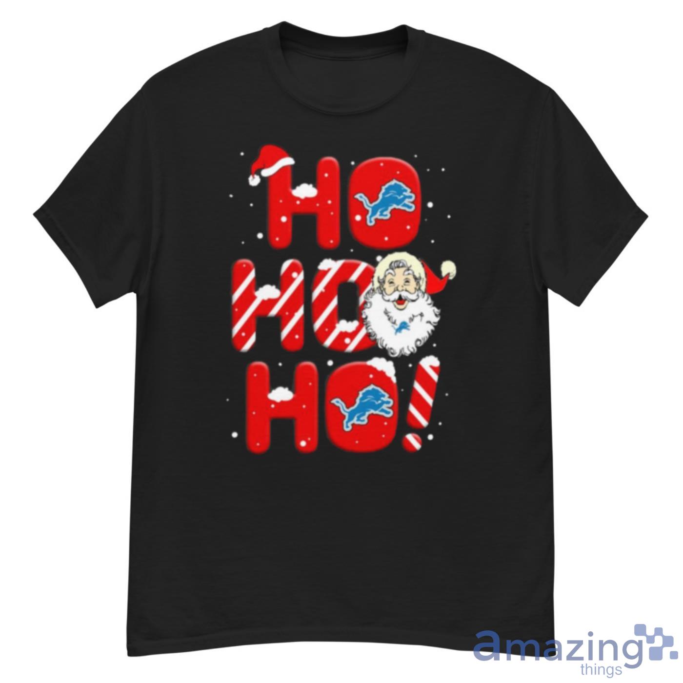 Detroit Lions NFL Football Ho Ho Ho Santa Claus Merry Christmas Shirt - G500 Men’s Classic T-Shirt