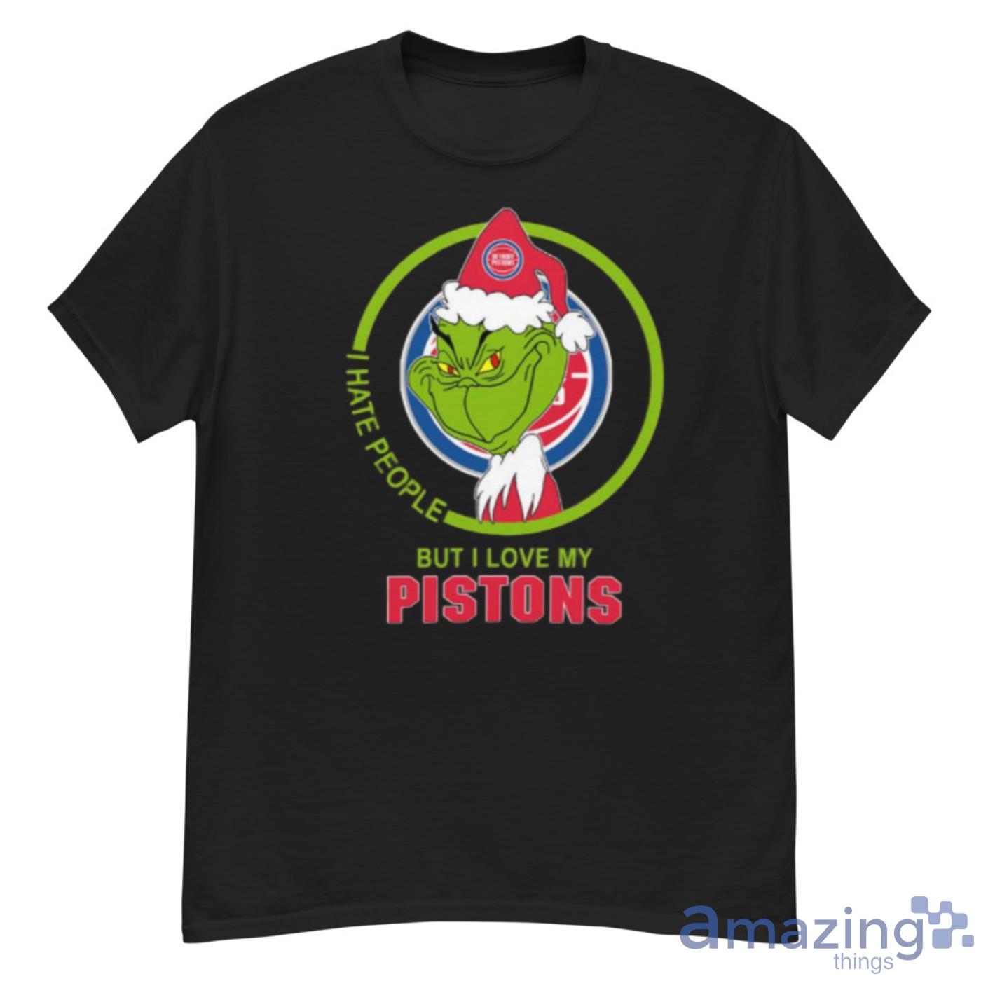 Detroit Pistons NBA Christmas Grinch I Hate People But I Love My Favorite Basketball Team Shirt - G500 Men’s Classic T-Shirt