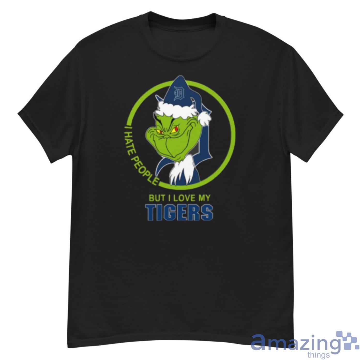 Detroit Tigers MLB Christmas Grinch I Hate People But I Love My Favorite Baseball Team Shirt - G500 Men’s Classic T-Shirt