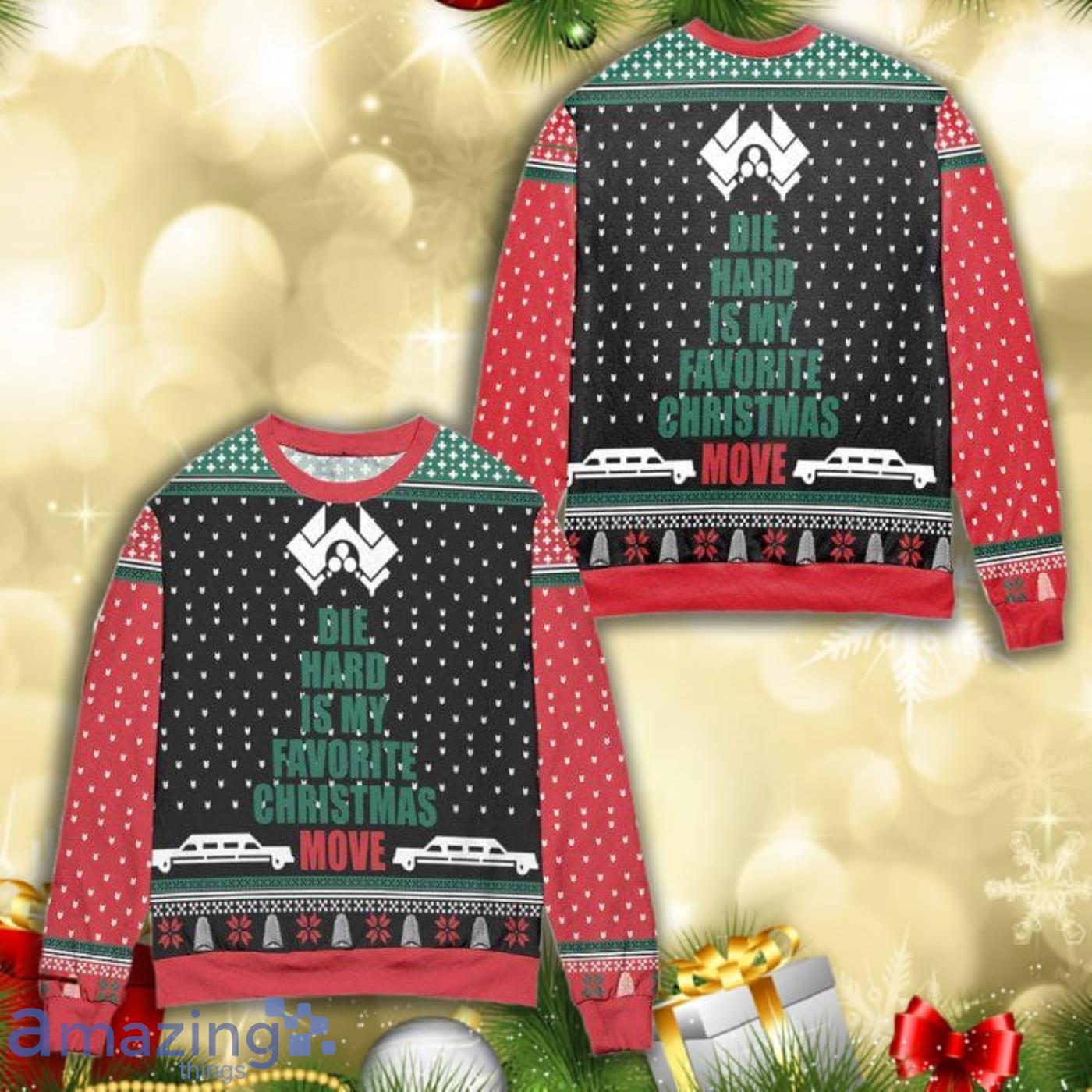 Die Hard Is My Favorite Christmas Move Nakatomi Plaza All Over Print 3D Ugly Christmas Sweater Product Photo 1