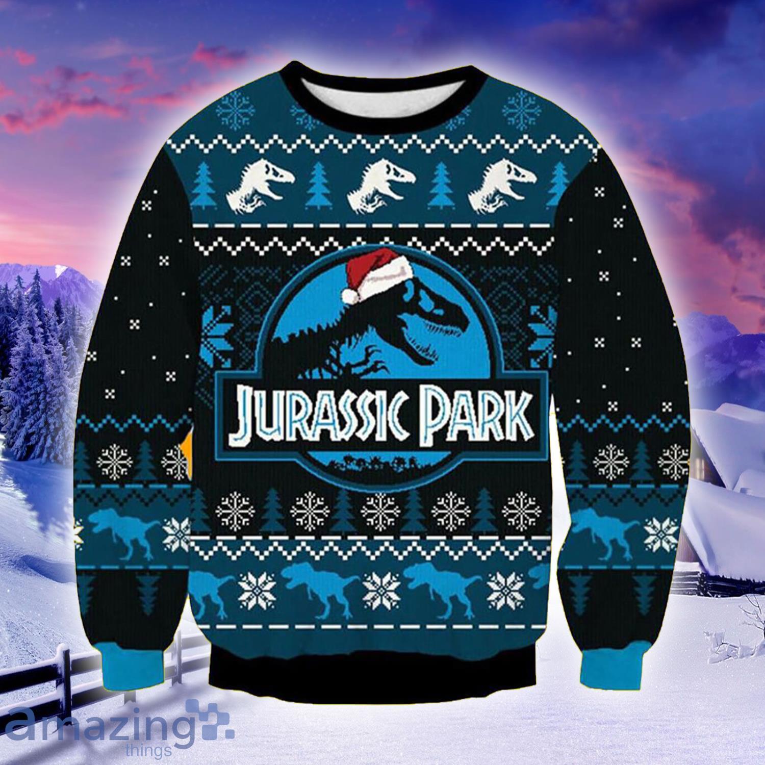 Dinosaur Jurassic Disney Knitting Pattern Ugly Christmas Sweater Merry Xmas Product Photo 1