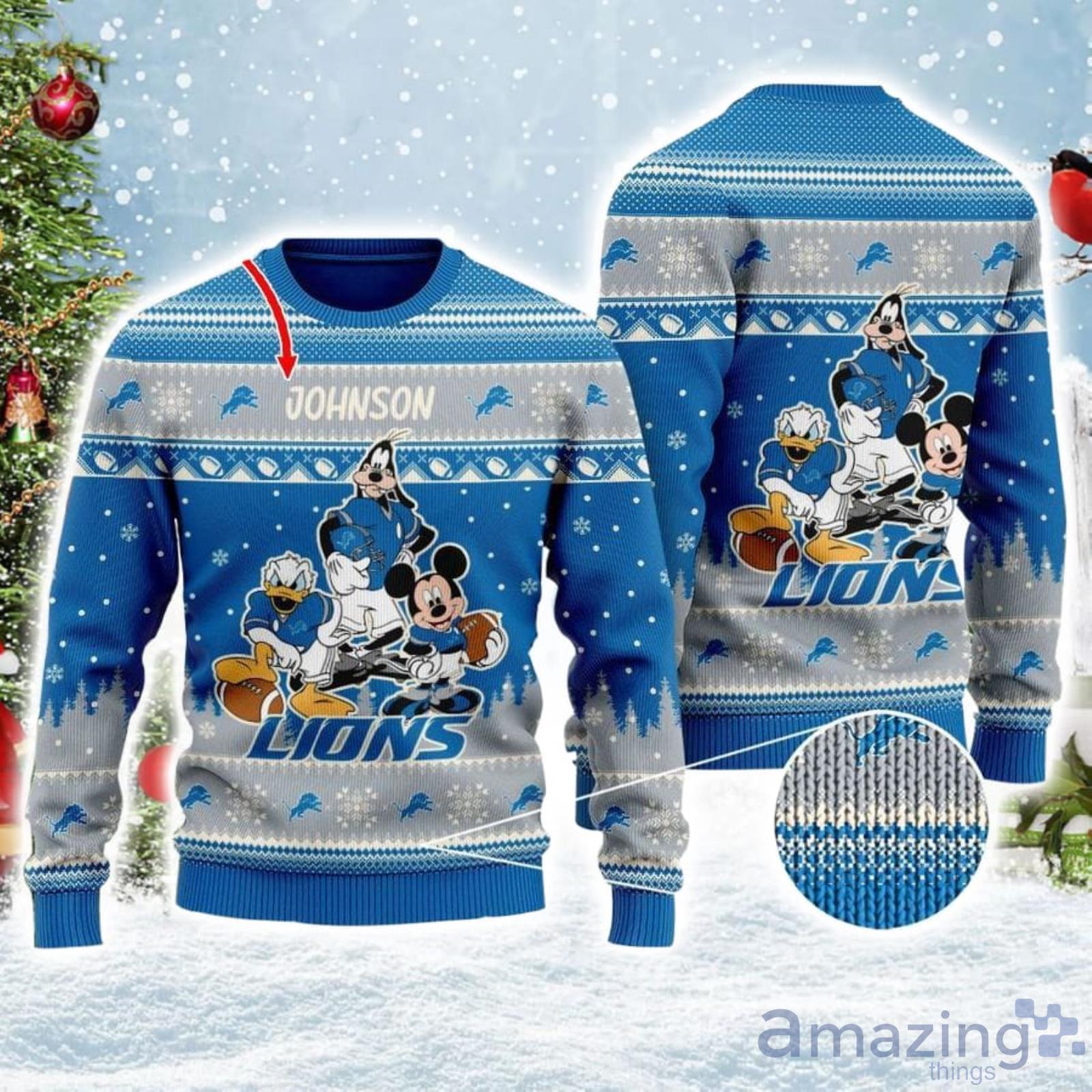 Detroit Lions Christmas Reindeer Pattern Ugly Sweater For Men Women -  Banantees