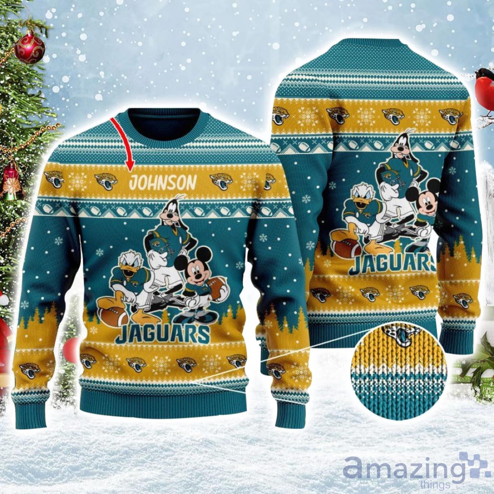 Disney Christmas Sweater Jacksonville Jaguars Custom Name Ugly Christmas  Sweater