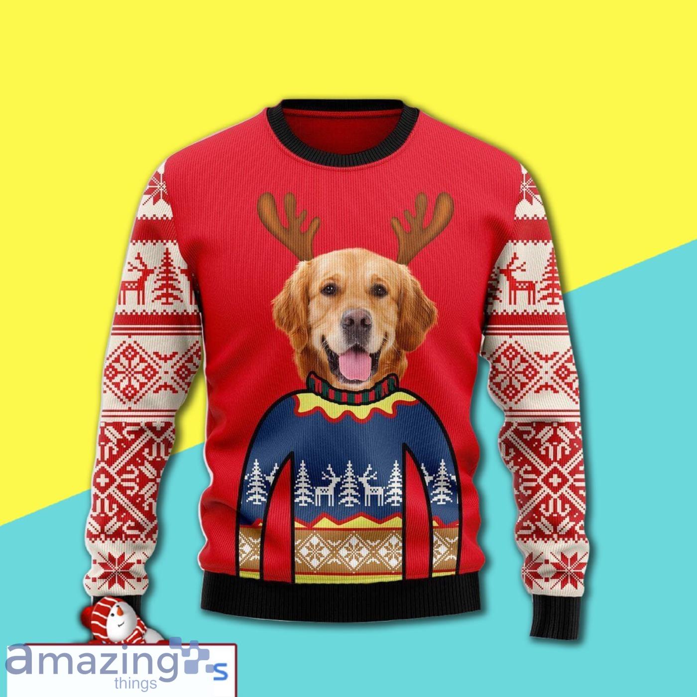 Dog Lovers Cute Golden Retriever Awesome Ugly Christmas Sweater 3D Shirt Product Photo 1
