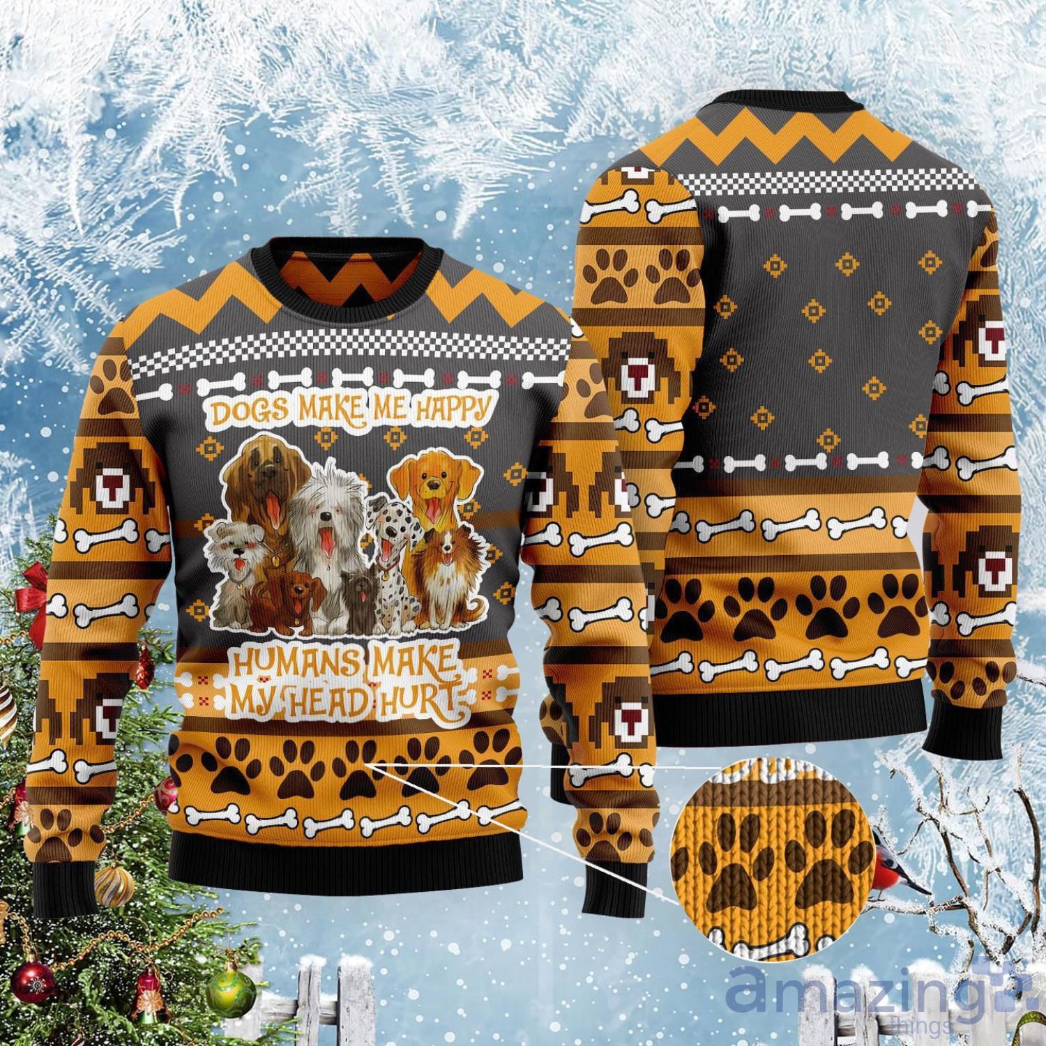 Dogs Make Me Happy Cute Ugly Christmas Sweater image Dogs Make Me Happy Cute Ugly Christmas Sweater Product Photo 2