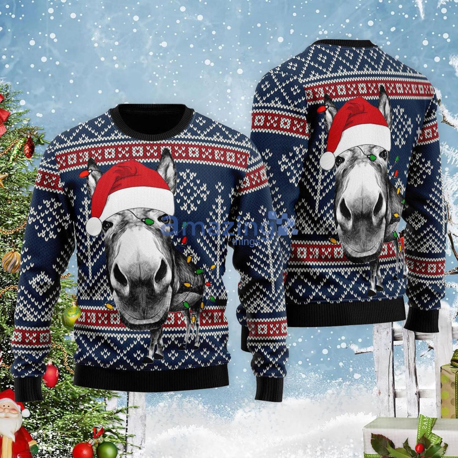 Donkey Funny Christmas Gift Ugly Christmas Sweater Product Photo 1