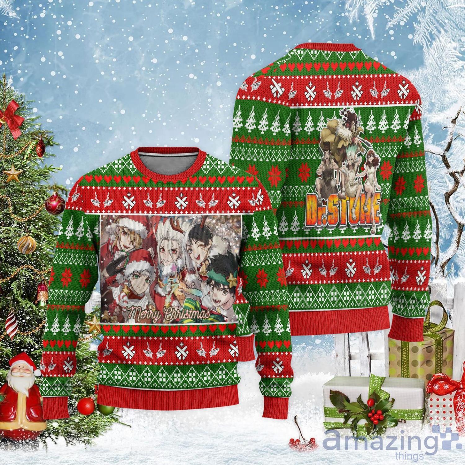 Dr Stone Ugly Christmas Sweater Custom Characters Christmas Gift For Anime Lover Product Photo 1 Dr Stone Ugly Christmas Sweater Custom Characters Christmas Gift For Anime Lover Product Photo 1