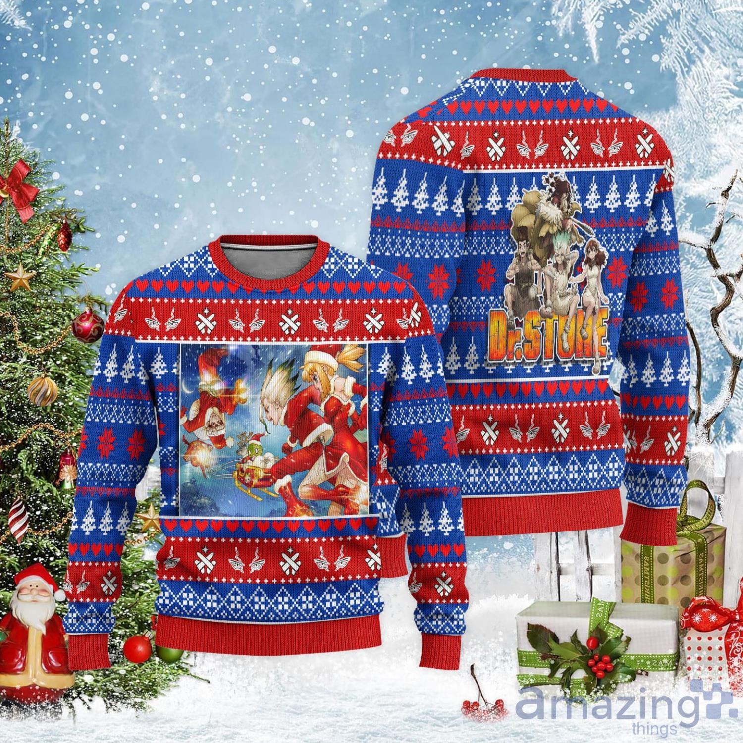 Dr Stone Ugly Christmas Sweater Custom Members Christmas Gift For Anime Lover Product Photo 1