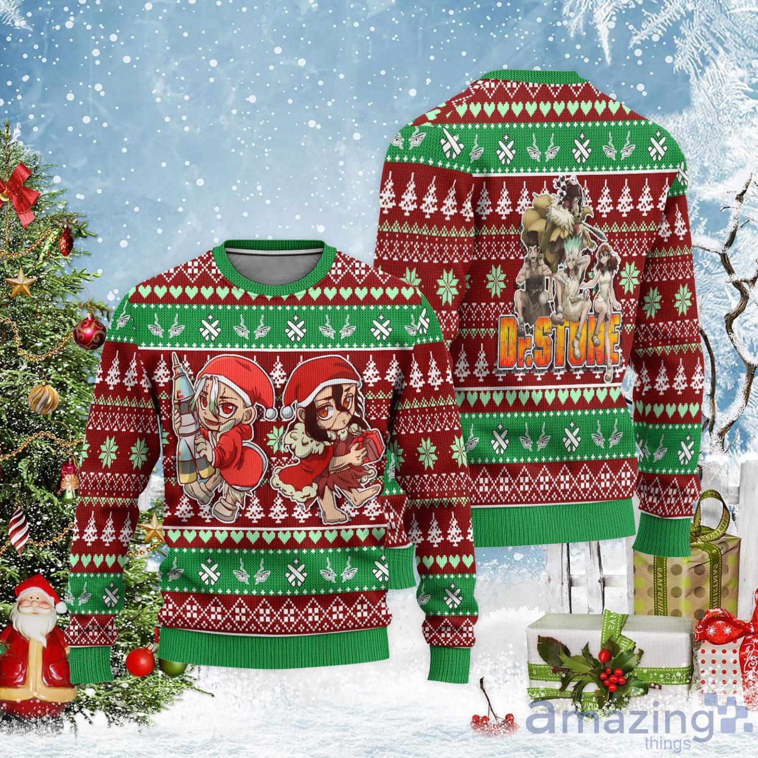 Dr Stone Ugly Christmas Sweater Custom Senku x Tsukasa Christmas Gift For Anime Lover Product Photo 1
