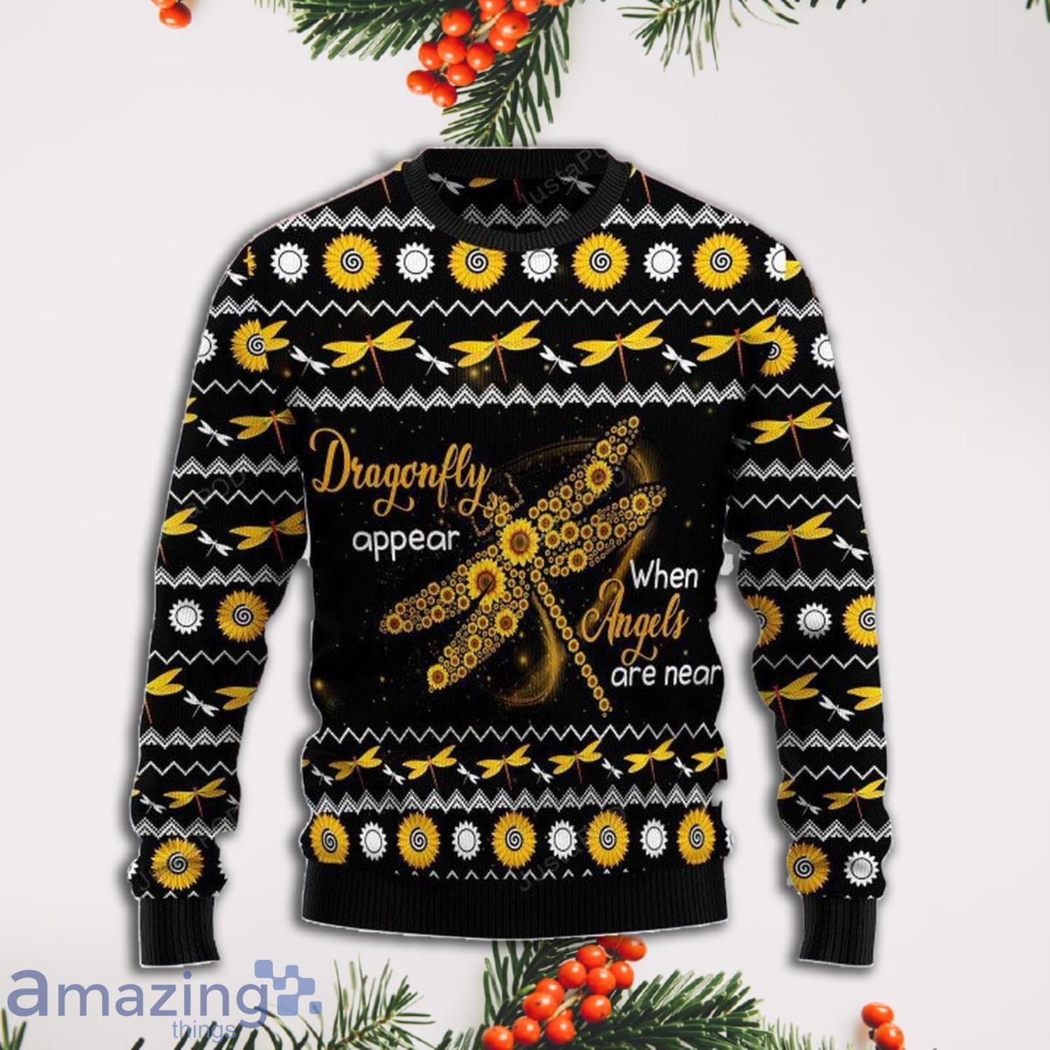 DragonfLy SunfLower All Over Print Ugly Christmas Sweater Product Photo 1