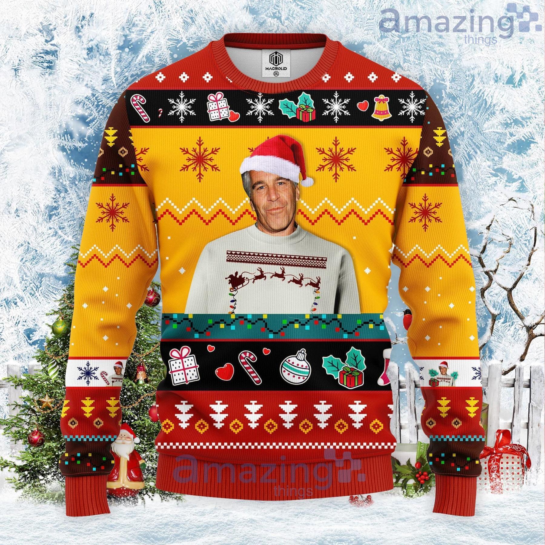 Epstein Christmas Gift Yellow Ugly Christmas Sweater Product Photo 1