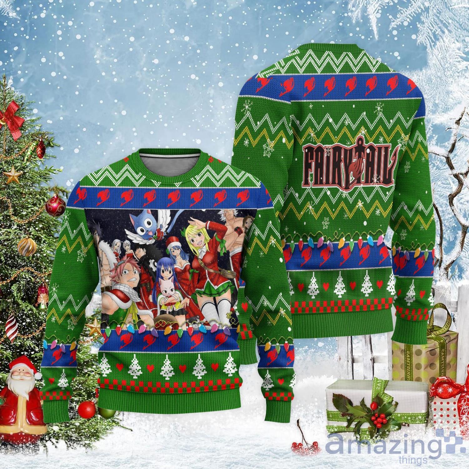 Fairy Tail Green Custom Ugly Christmas Sweater Christmas Gift For Anime Lover Product Photo 1