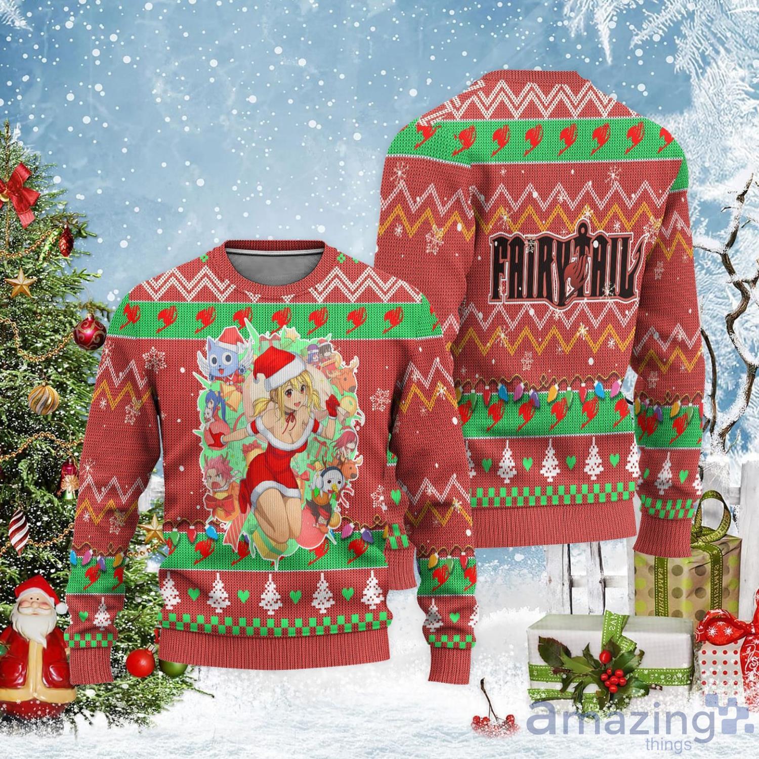 Fairy Tail Pink Custom Ugly Christmas Sweater Christmas Gift For Anime Lover Product Photo 1