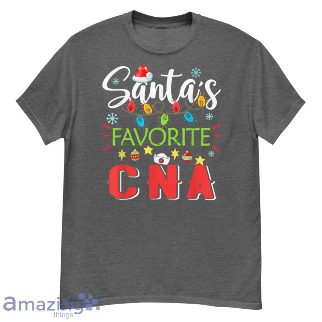 Favorite CNA Nurse Xmas Light Santa Hat Christmas Shirt - G500 Men’s Classic T-Shirt-1