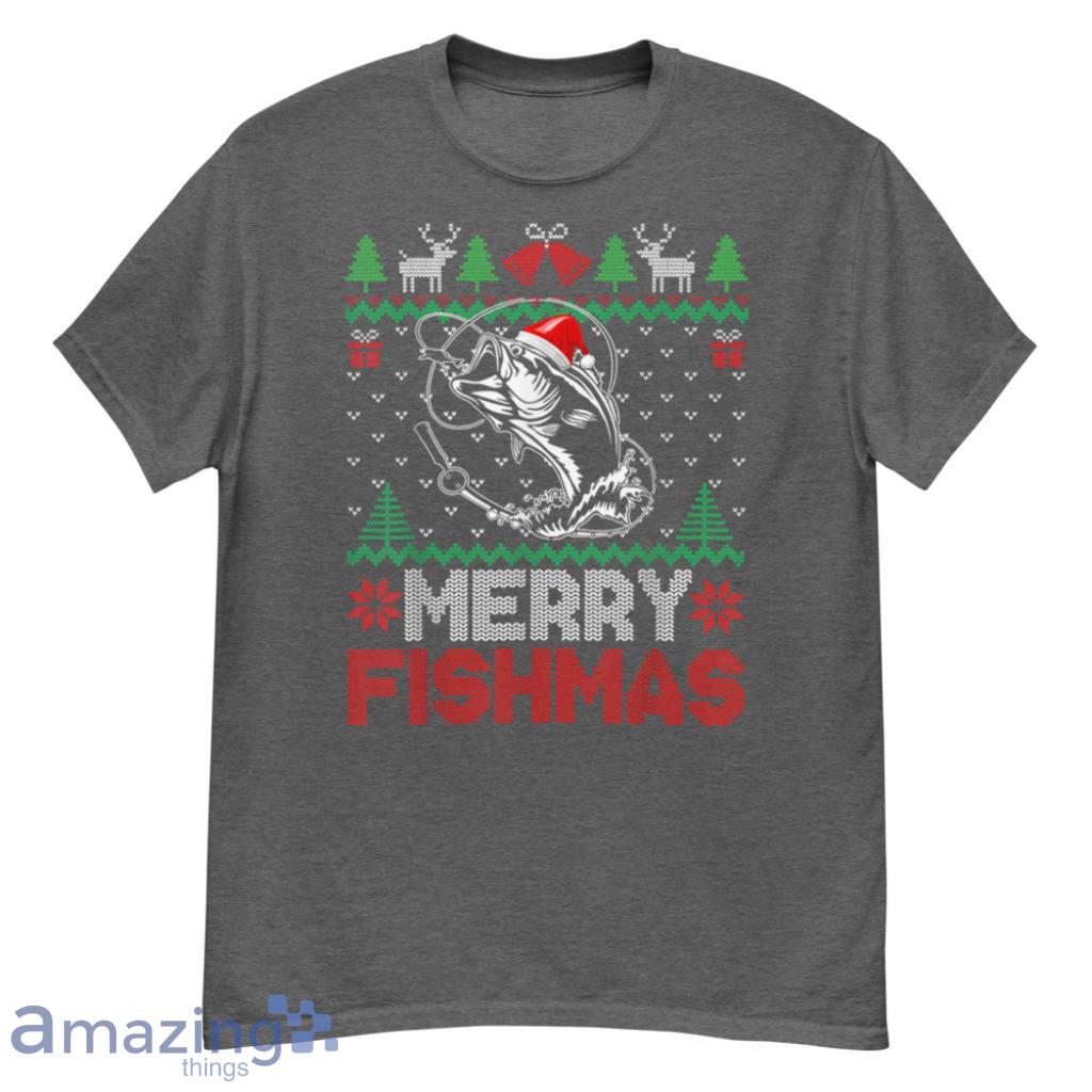  Fishmas Funny Fishing Santa Christmas UGLY Pajama Xmas Christmas Shirt - G500 Men’s Classic T-Shirt-1