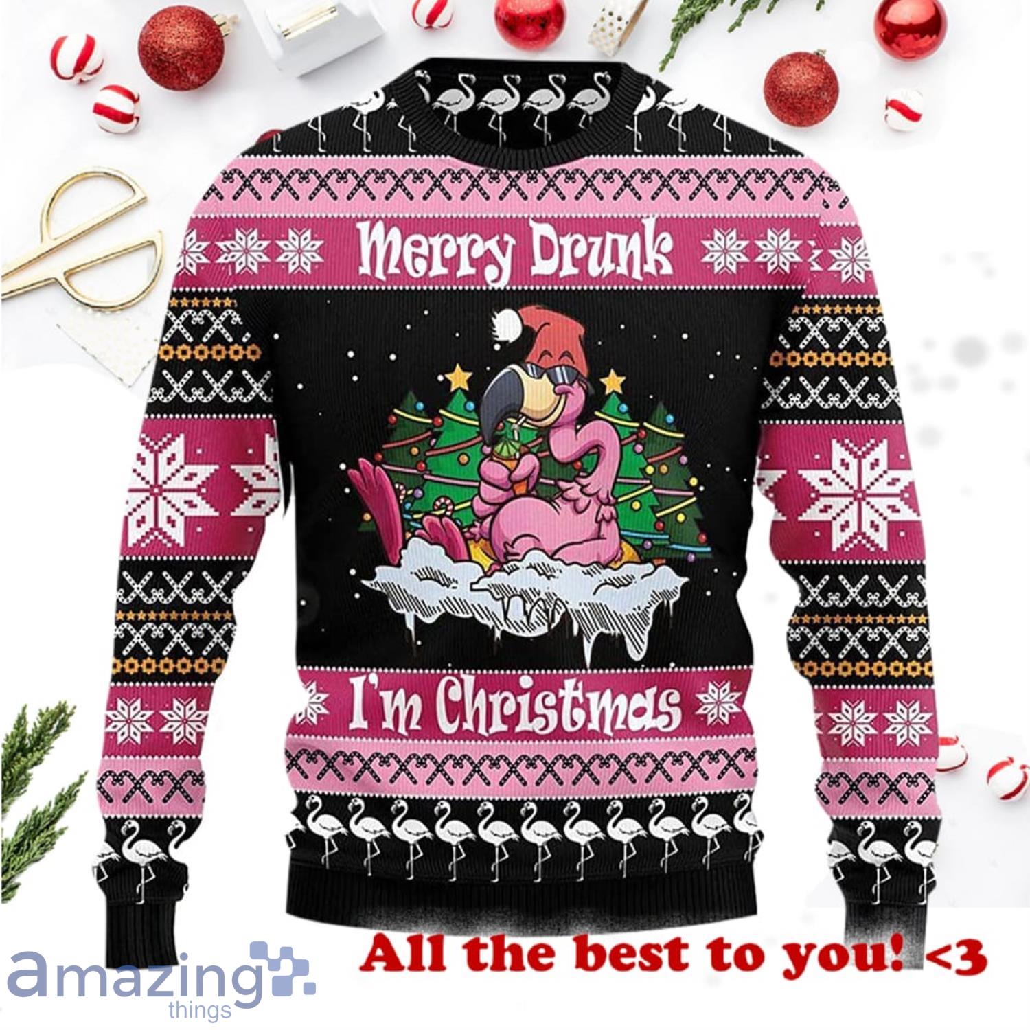 Flamingo Merry Drunk Im Ugly Christmas Sweater Product Photo 1