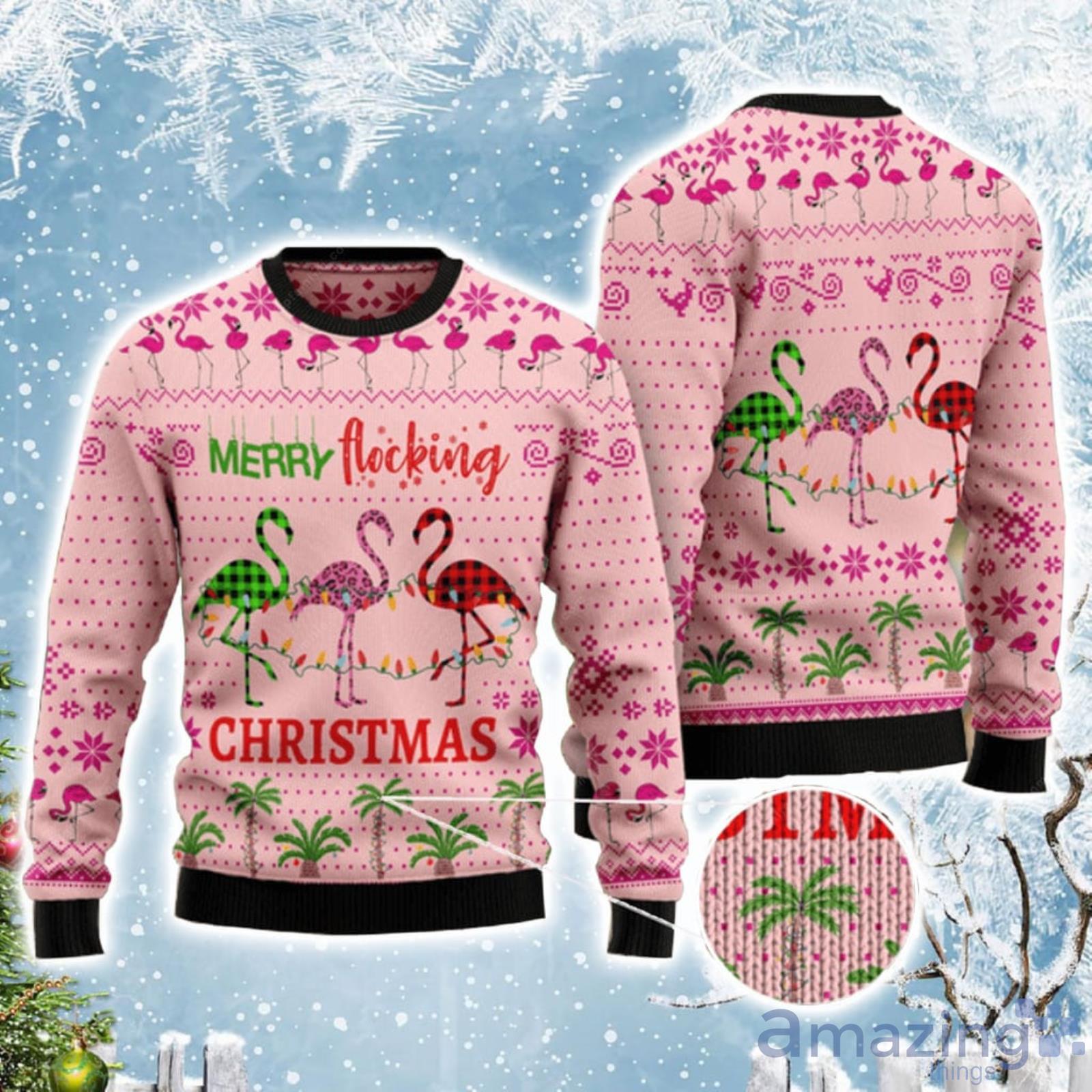 Flamingo Merry Flocking Ugly Christmas Sweater