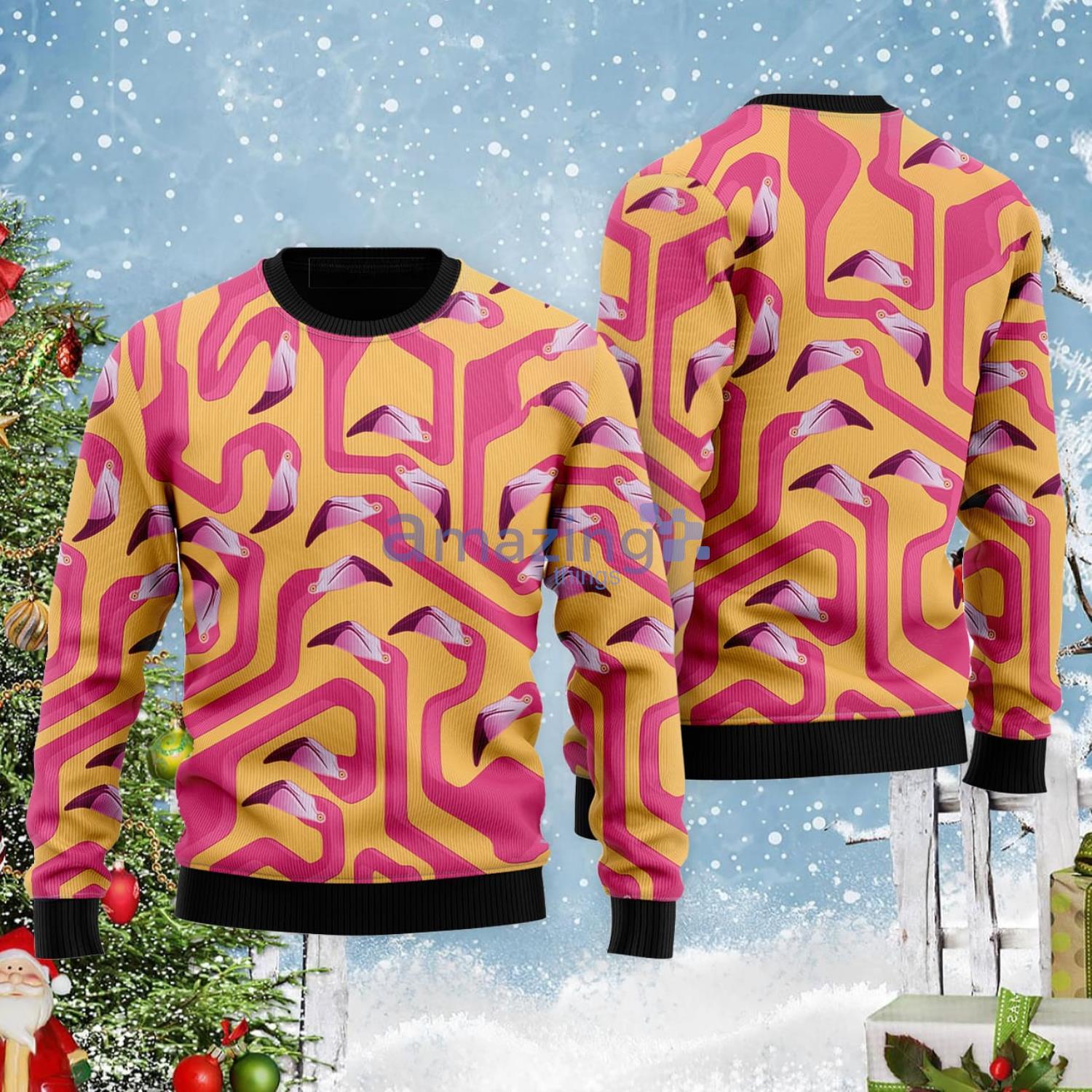 Flamingo Pattern Christmas Gift Ugly Christmas Sweater Product Photo 1