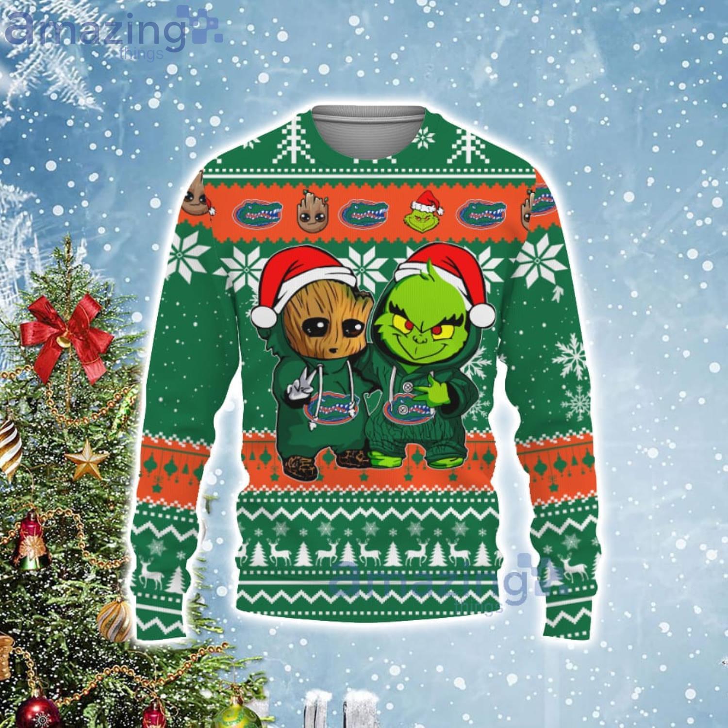 Florida Gators Baby Groot And Grinch Best Friends Football American Ugly Christmas Sweater Product Photo 1