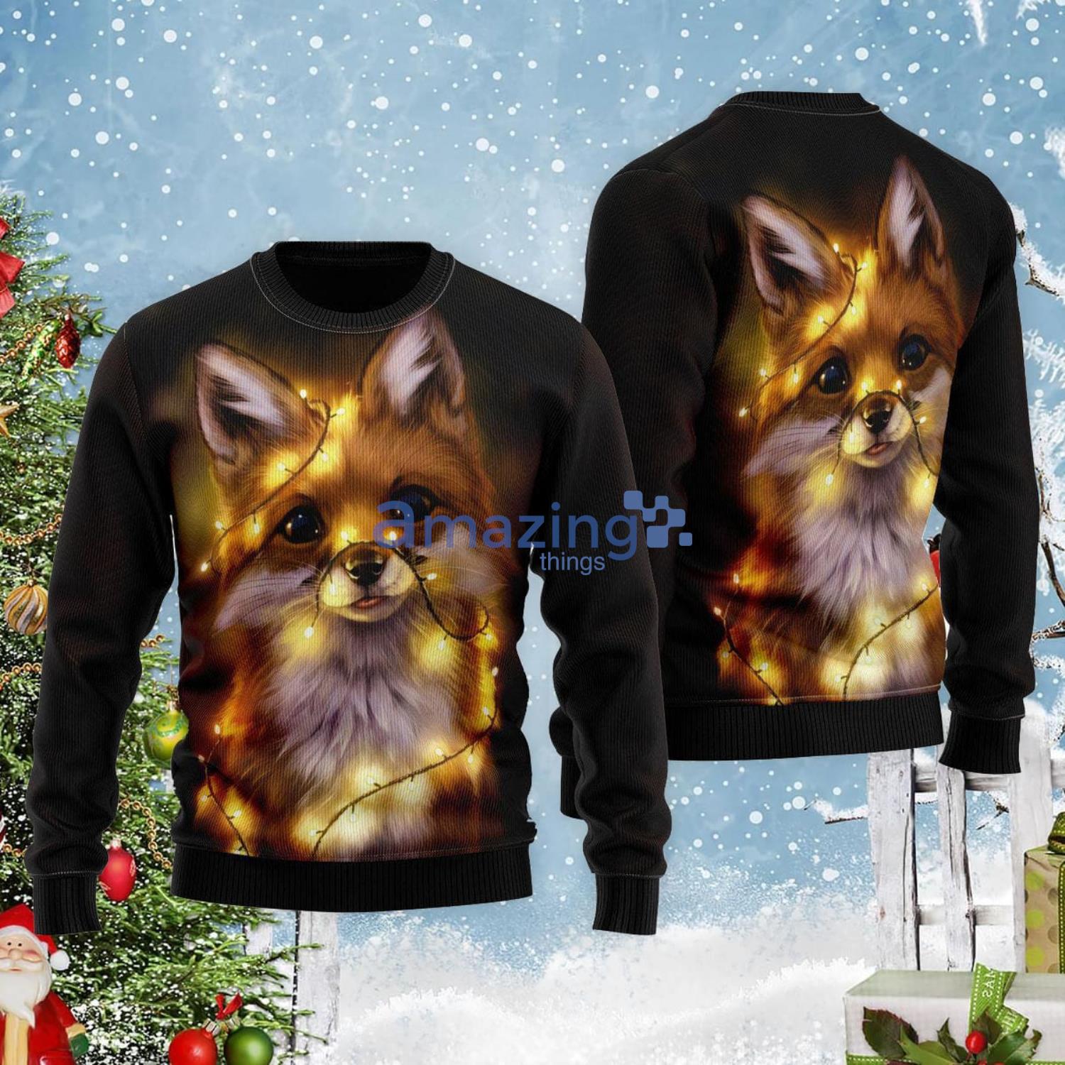 Fox Merry Christmas Gift Ugly Christmas Sweater Product Photo 1